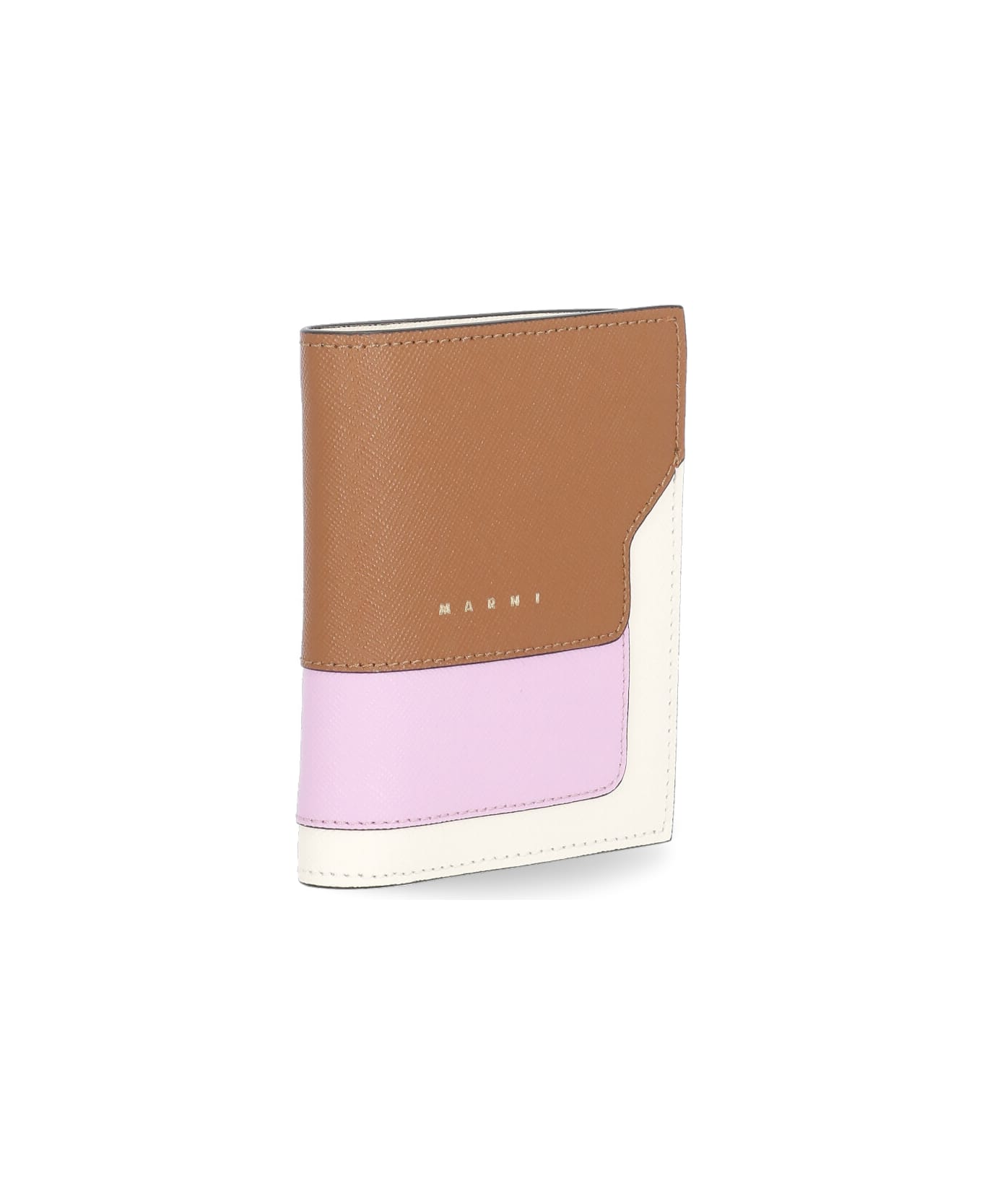 Marni Saffiano Bi-fold Wallet - MOCA/PINK CANDY/SHELL