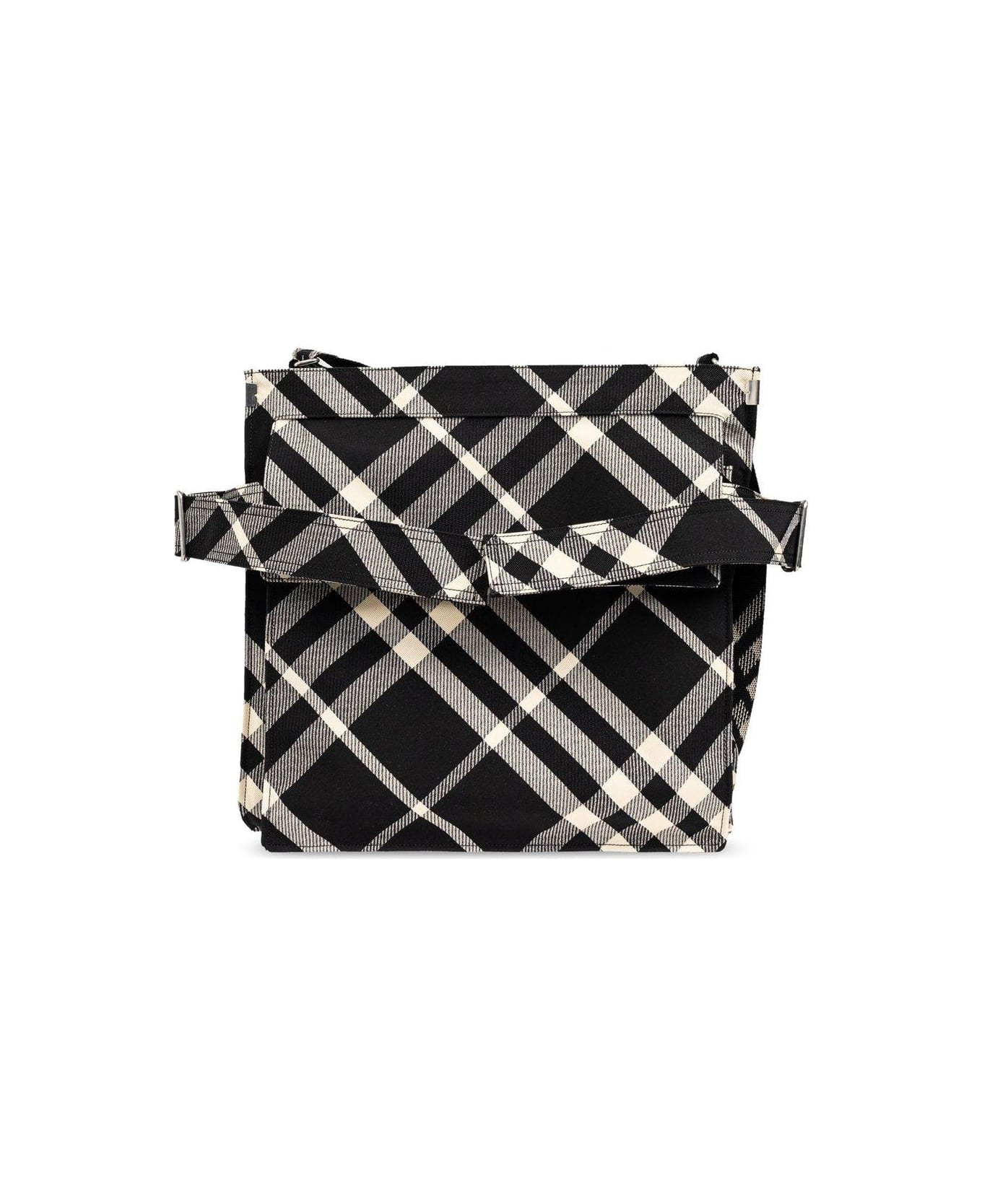 Burberry Medium Checked Trench Tote Bag - Black/calico