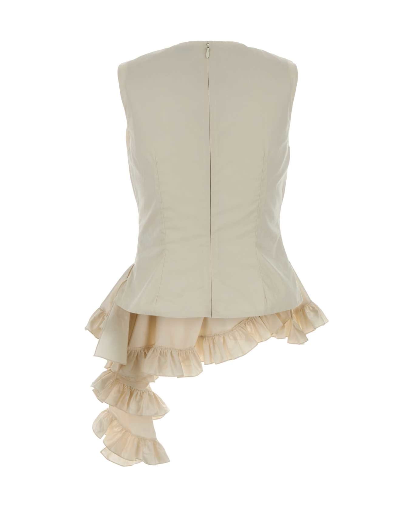 Alexander McQueen Ivory Poplin Top - OPTICALWHITE