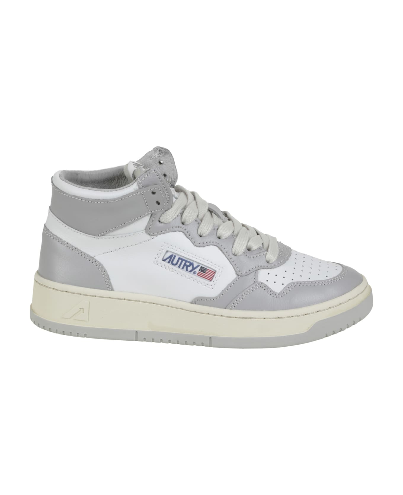 Autry 01 Mid Leat Leat - WHITE