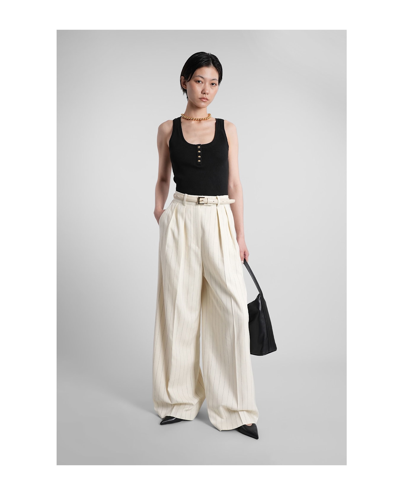 Anine Bing Lou Pants In Beige Viscose - beige