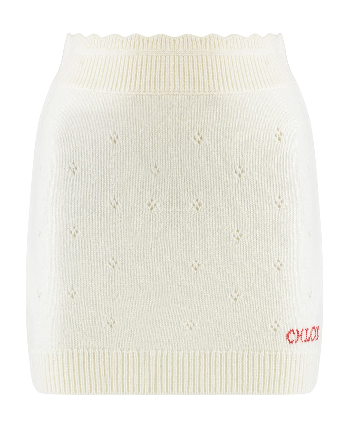 Chloé Fitted Wool And Cashmere Miniskirt - White