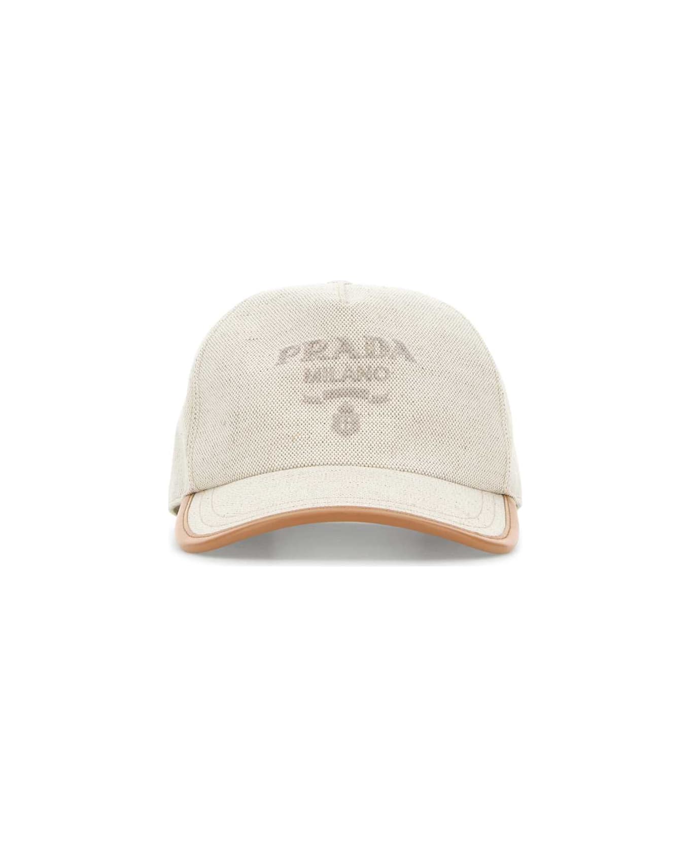 Prada Sand Canvas Baseball Cap - NATURALE