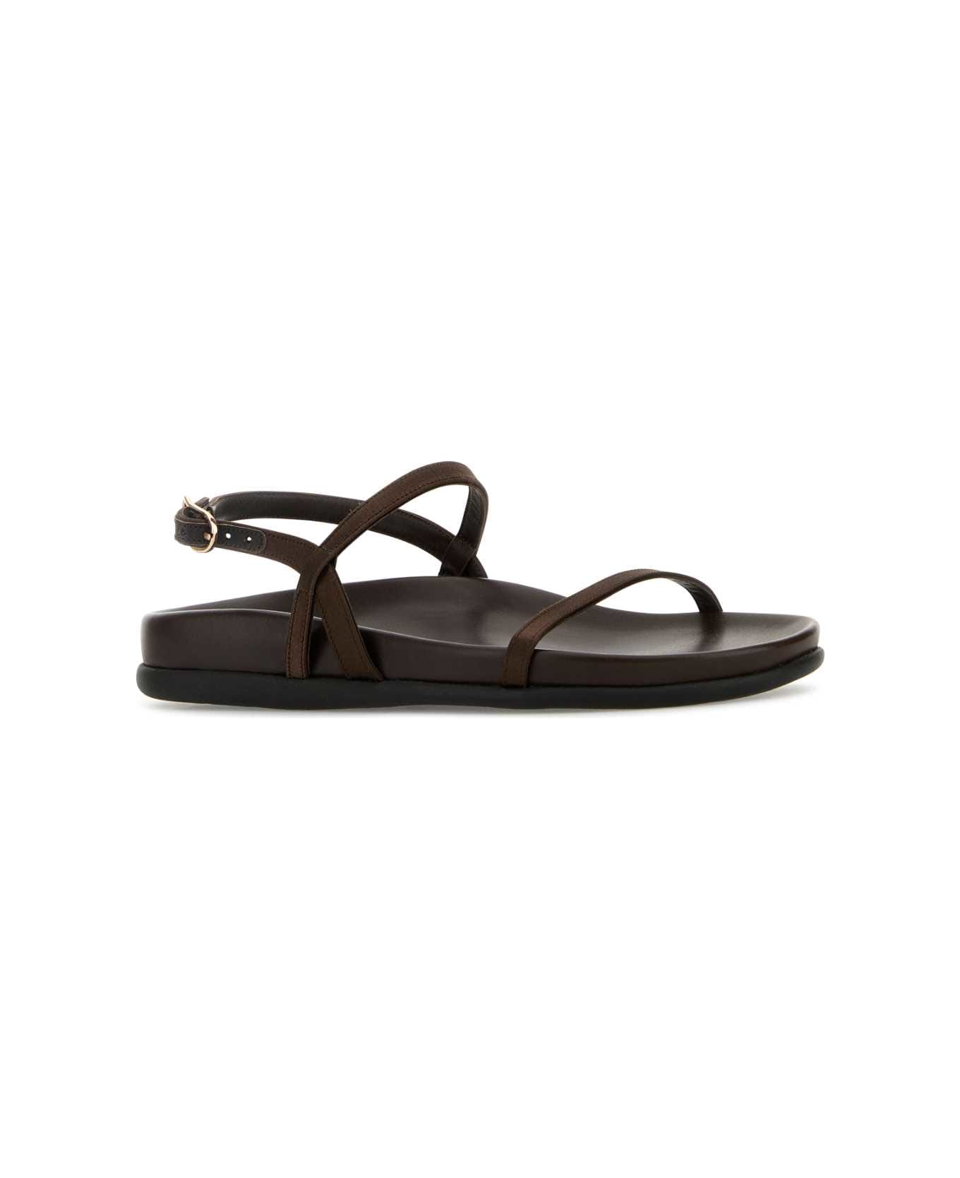 Ancient Greek Sandals Brown Satin Evriali Sandals - BROWN