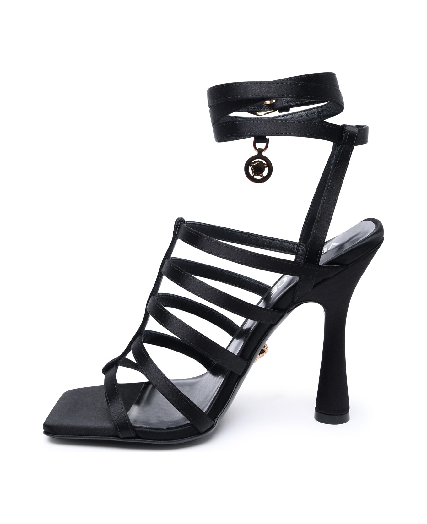 Versace Black Satin Sandals - Black