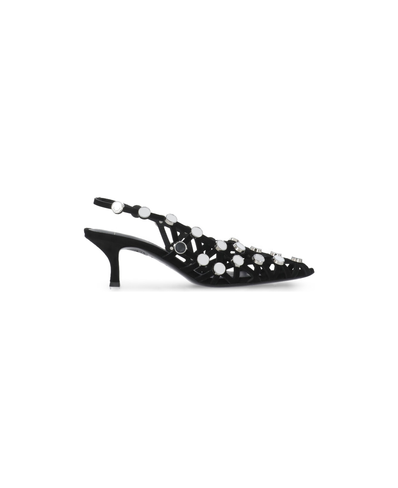 The Attico Grid Slingback - Black