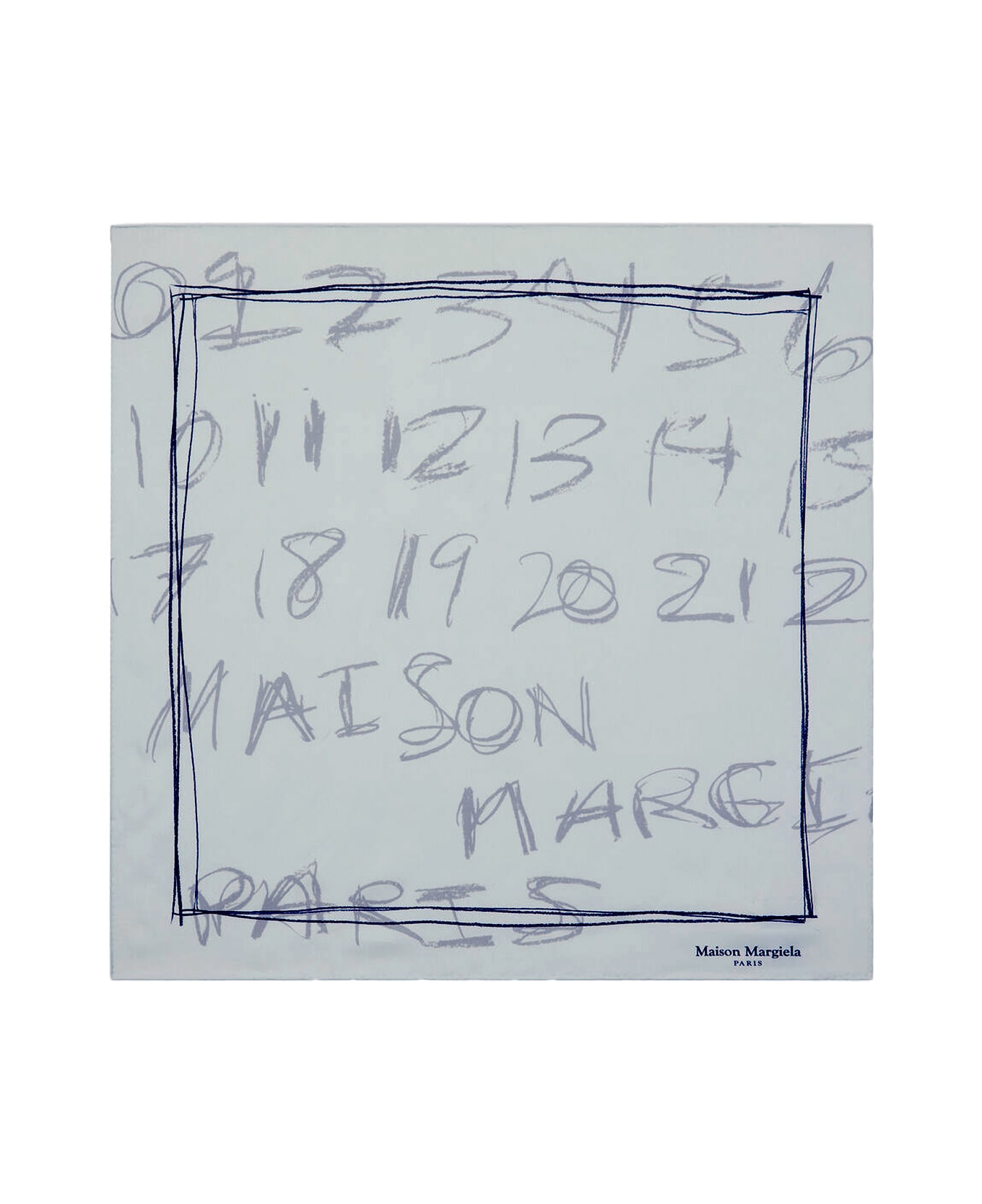 Maison Margiela 'numeric' Silk Scarf - Light Blue