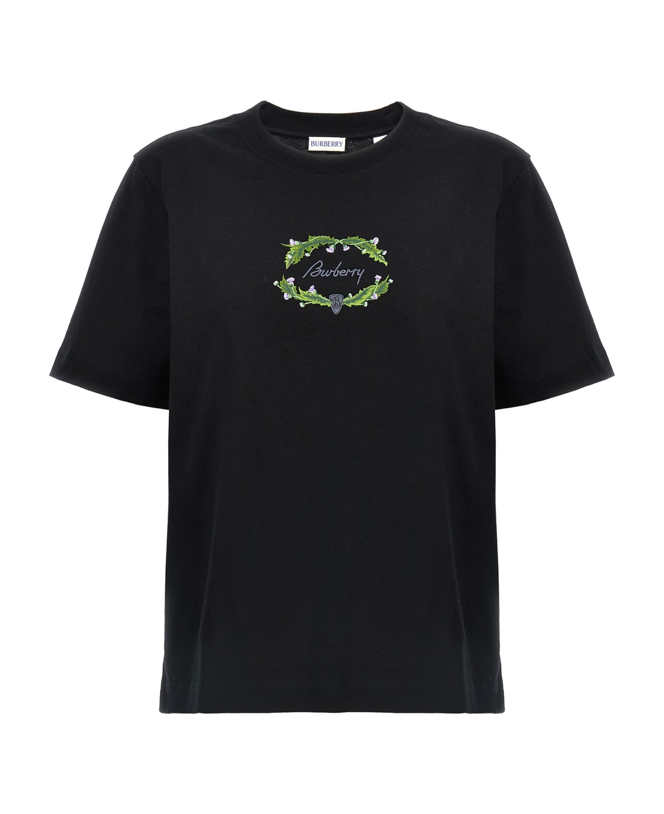 Burberry Logo Embroidery T-shirt - Black  