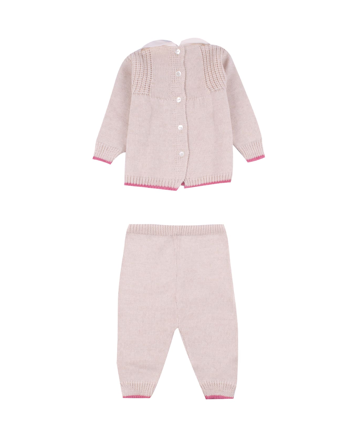Piccola Giuggiola Wool Sweater And Pants - Rose