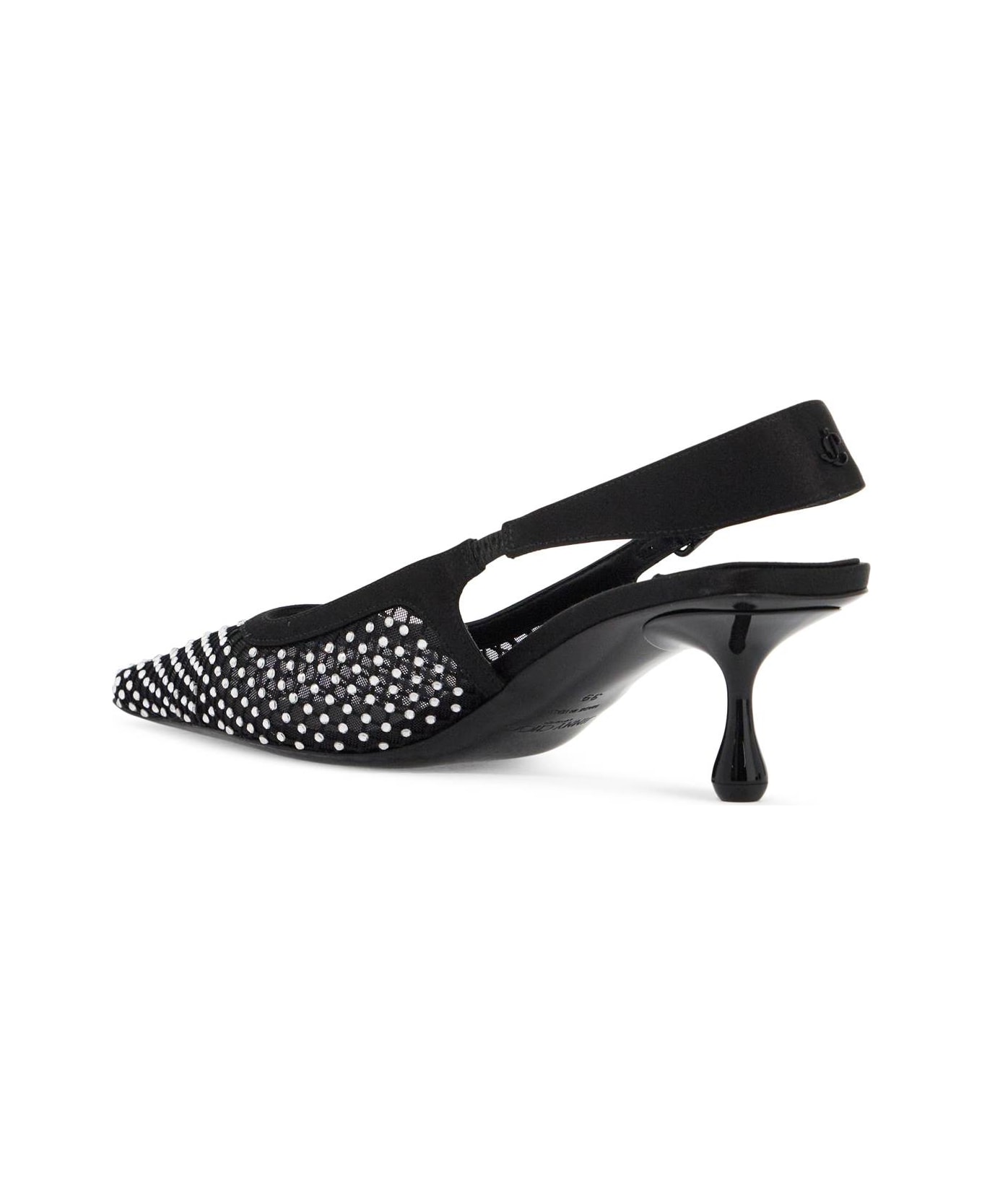 Jimmy Choo 'mesh And Satin Slingback Amel 50 Dã©col - BLACK CRYSTAL (Black)