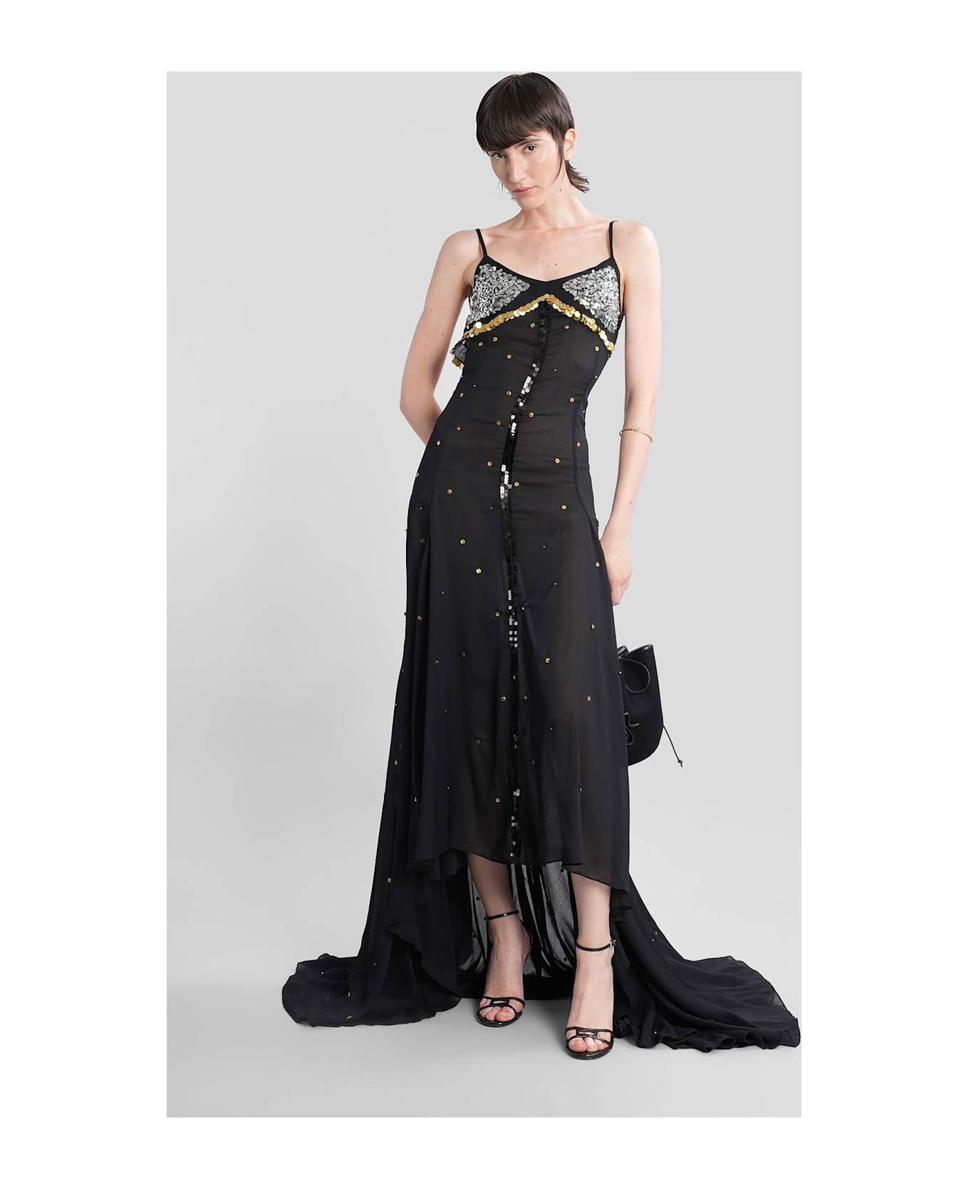 SIEDRES Vesina Long Dress In Black Polyester - black