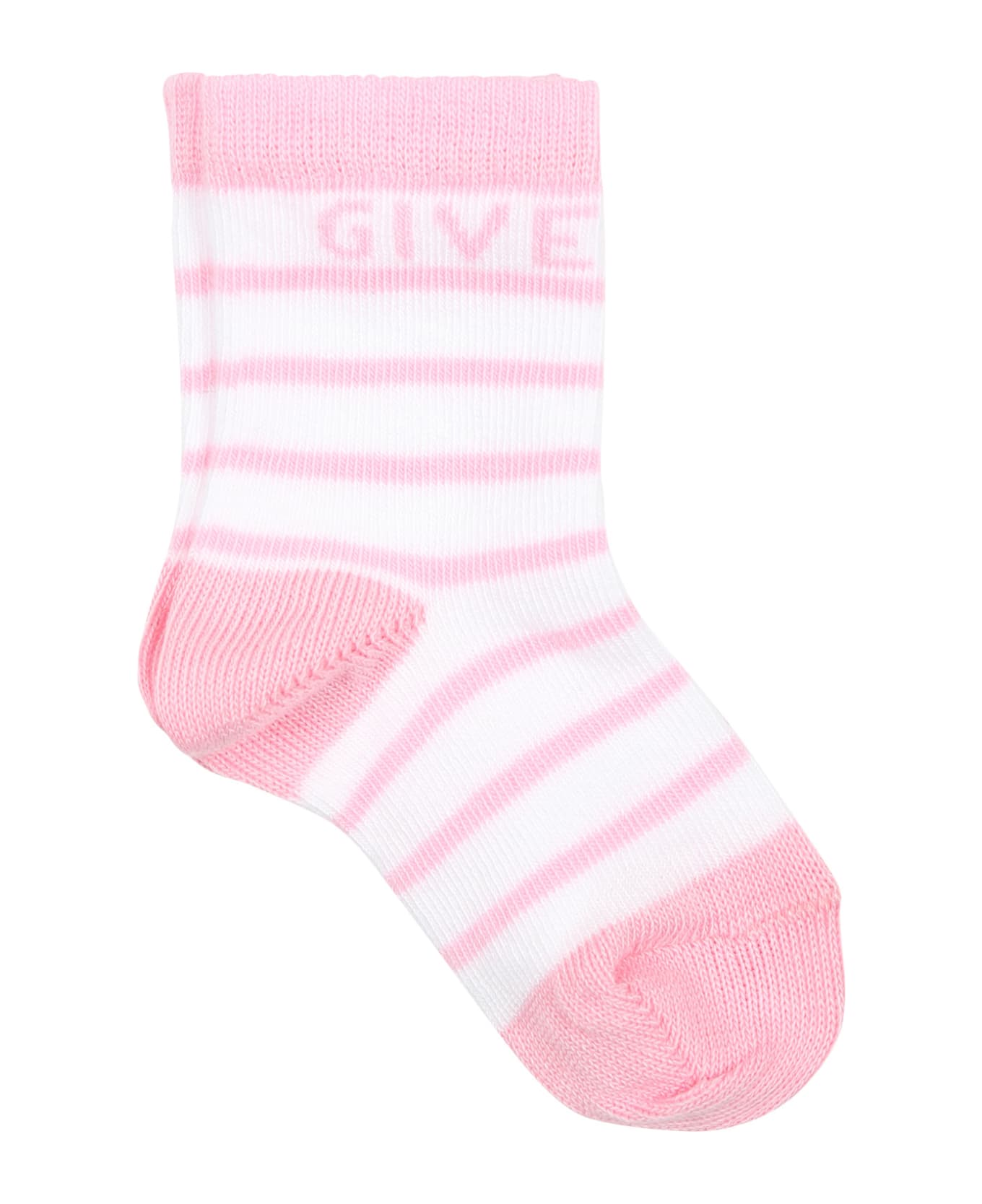 Givenchy Pink Socks Set For Baby Girl With Logo - Pink