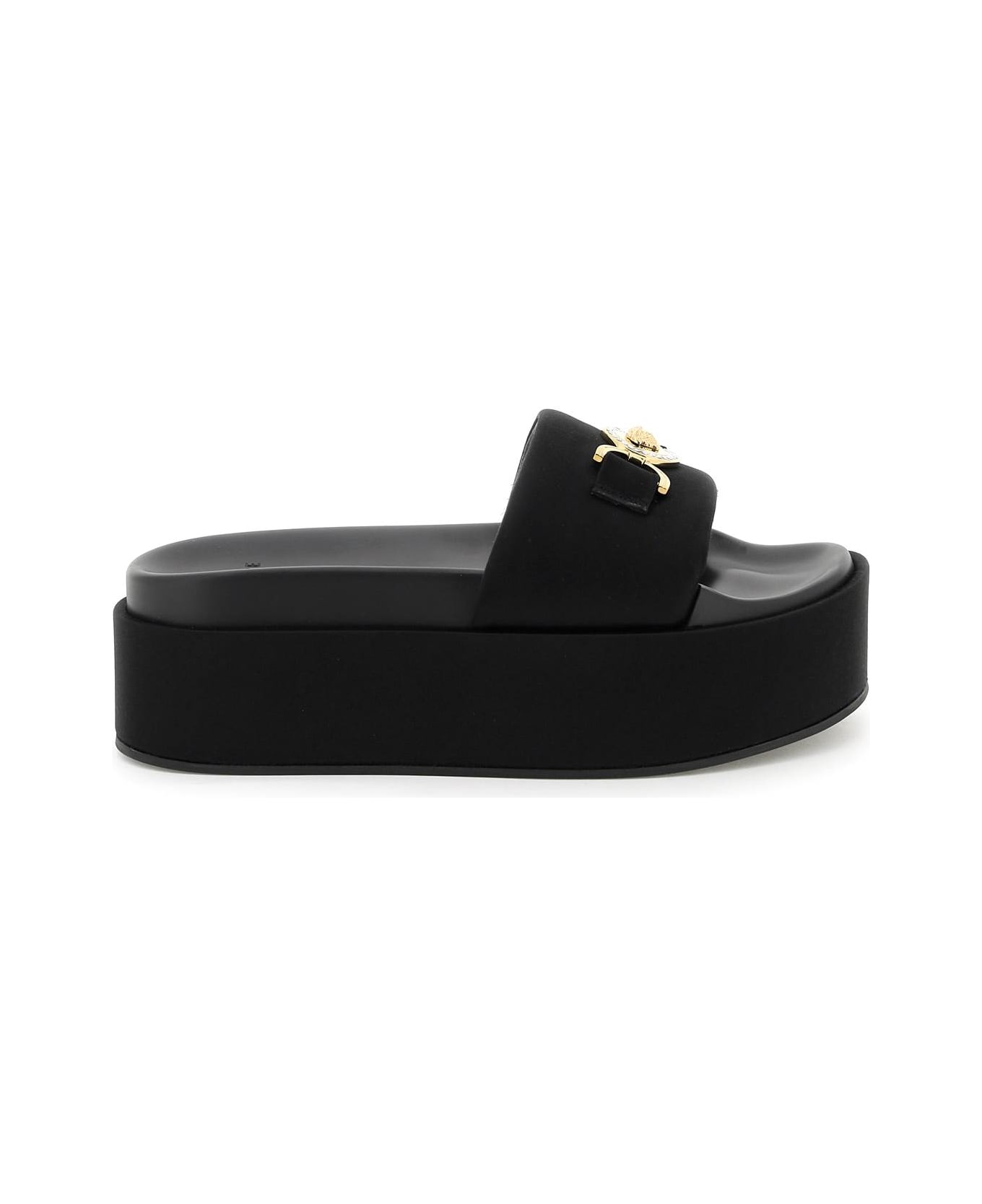 Versace Medusa Head Plaque Platform Mules - Nero-oro Versace