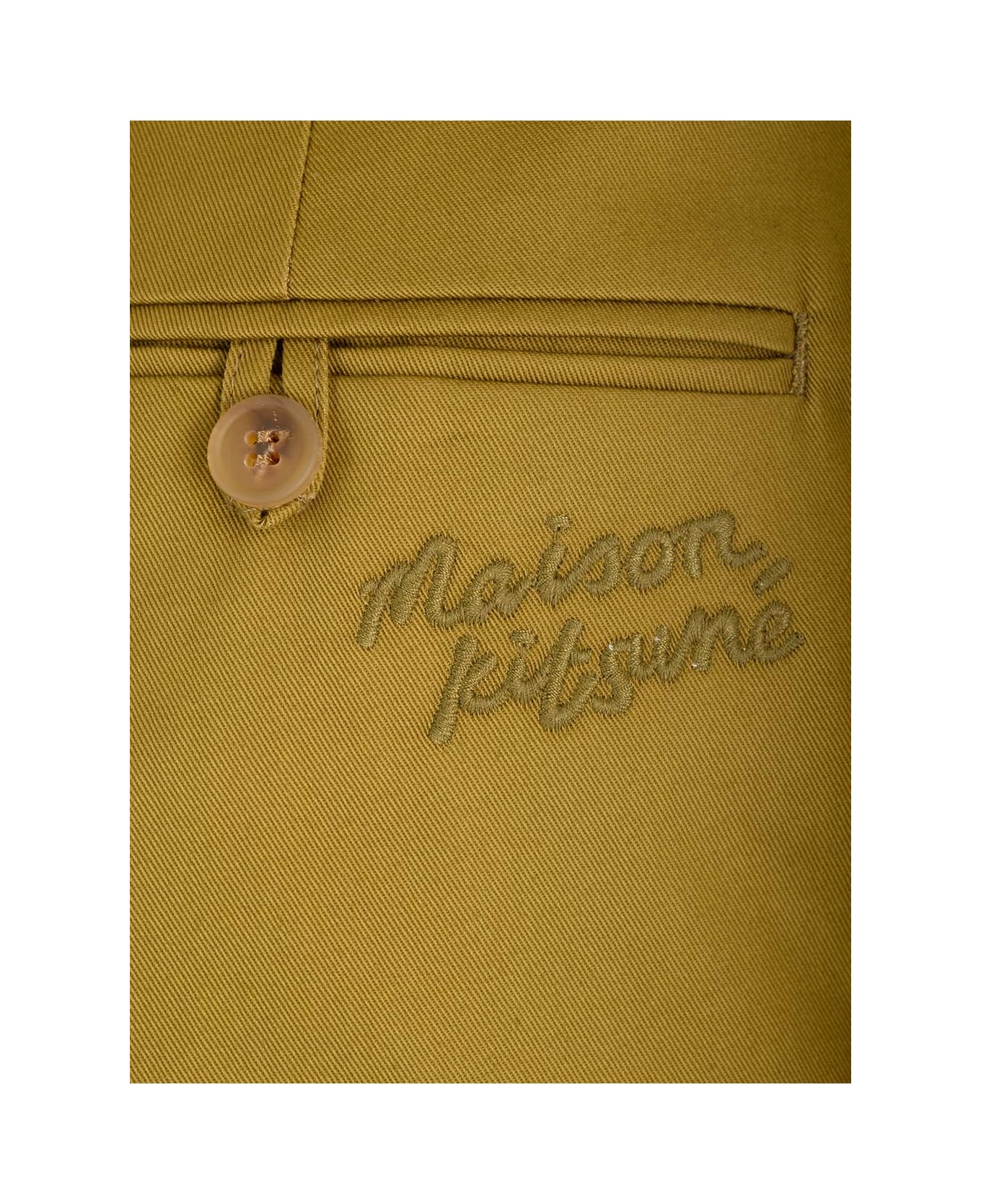 Maison Kitsuné Cotton Chino Trousers - P358 KHAKI GREEN