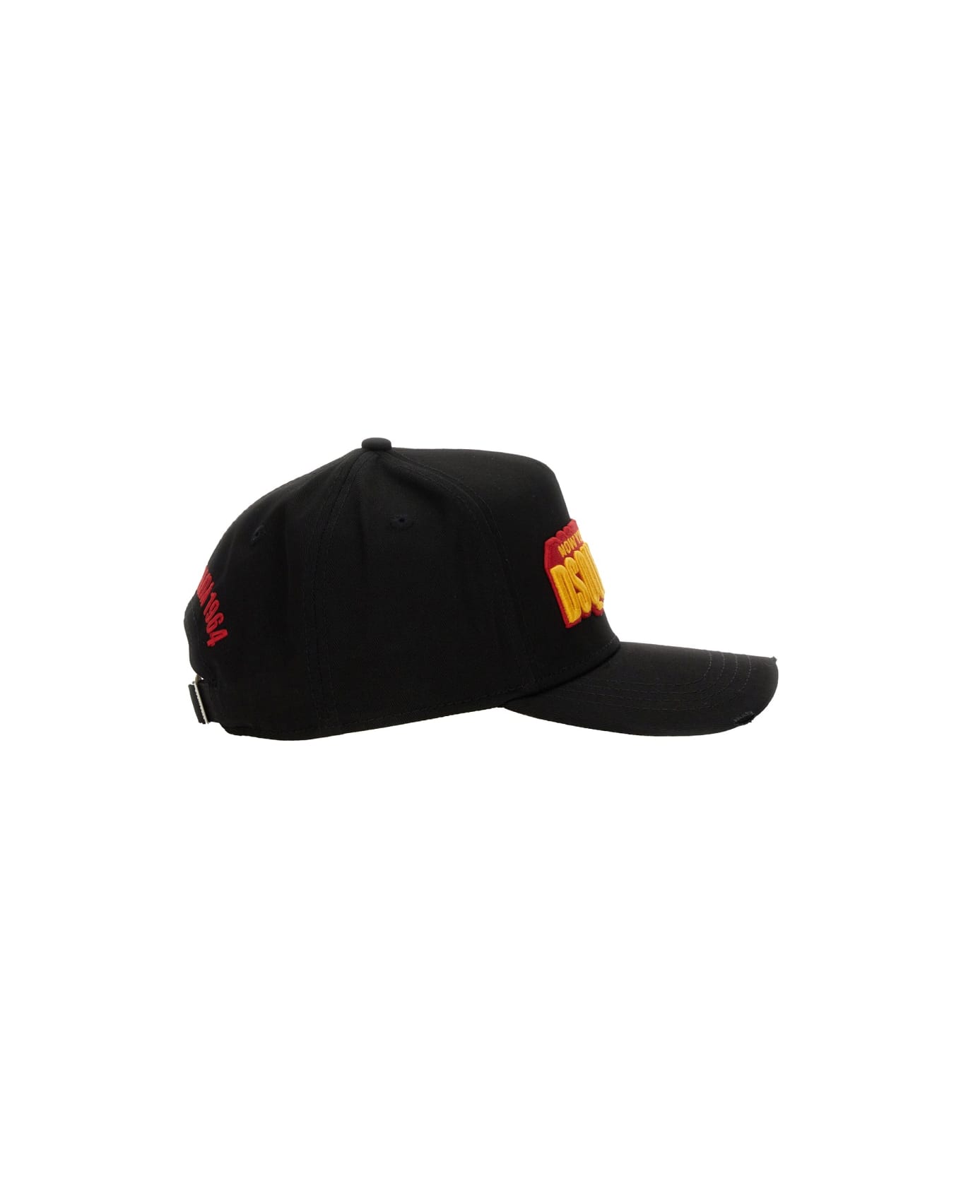 Dsquared2 Black Orange Logo Baseball Cap - BLACK