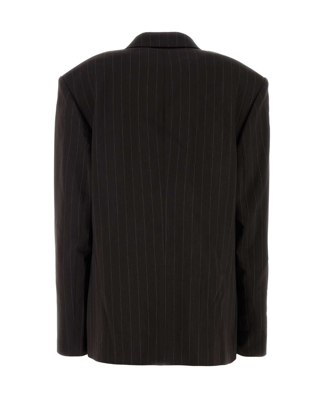 Magda Butrym Embroidered Wool Blend Blazer - BROWN