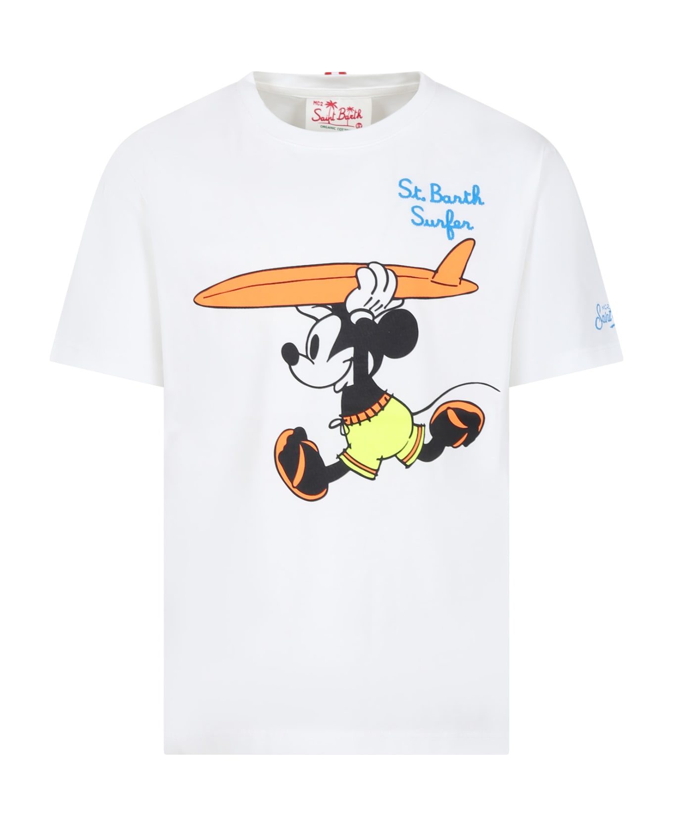 MC2 Saint Barth White T-shirt For Boy With Mickey Mouse And Logo - White
