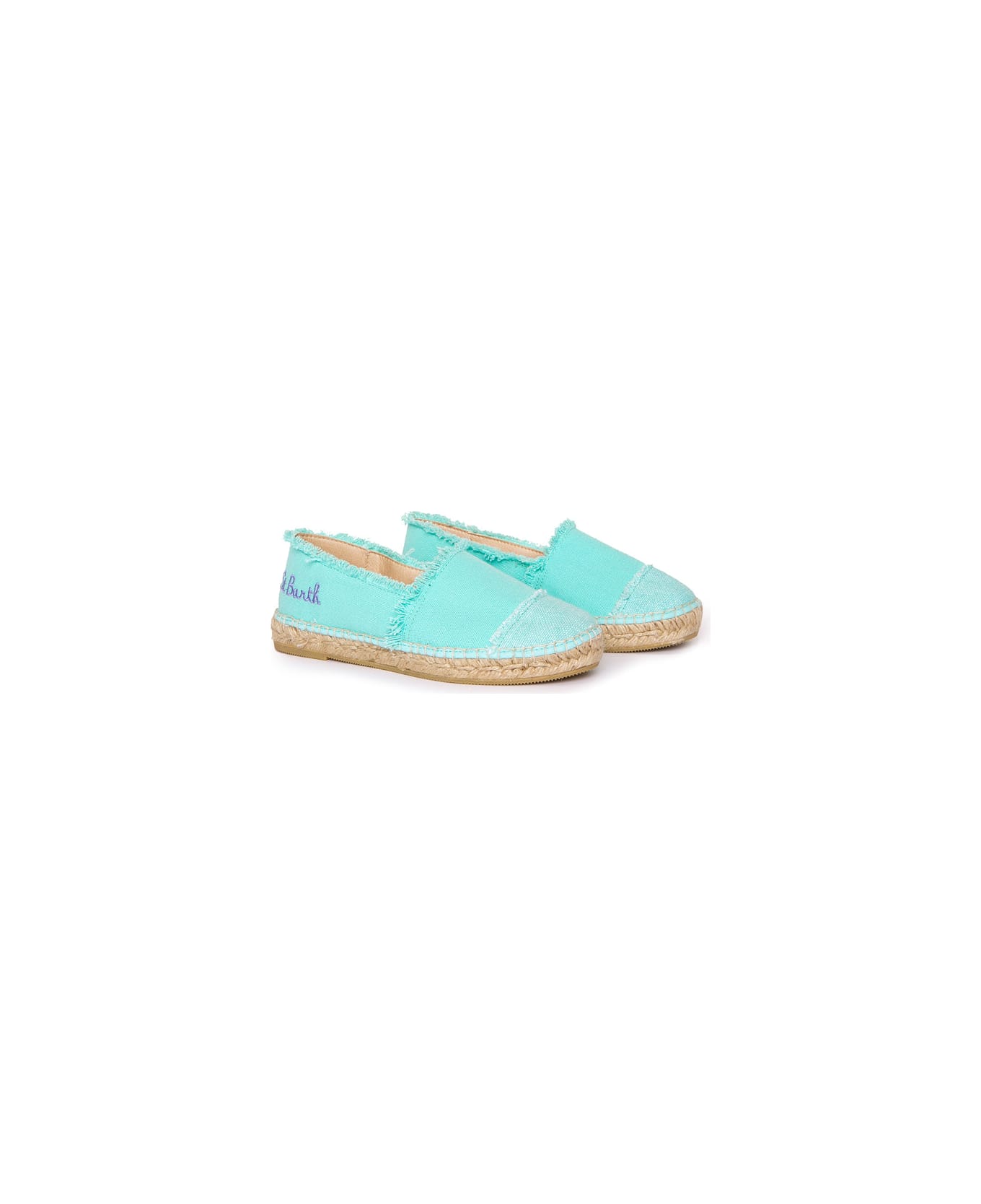 MC2 Saint Barth Water Green Canvas Espadrillas With Embroidery - GREEN