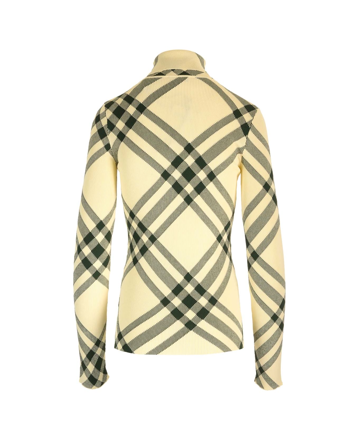 Burberry Check Print Turtleneck - White