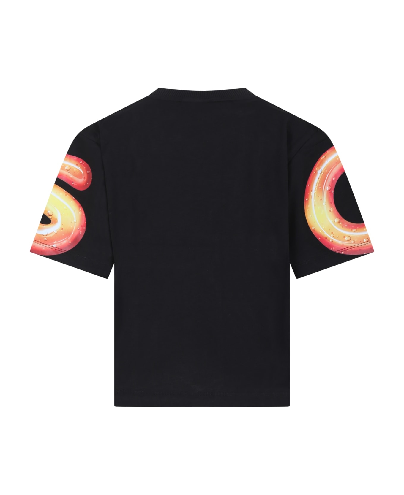 GCDS Mini Black T-shirt For Kids With Logo - Black