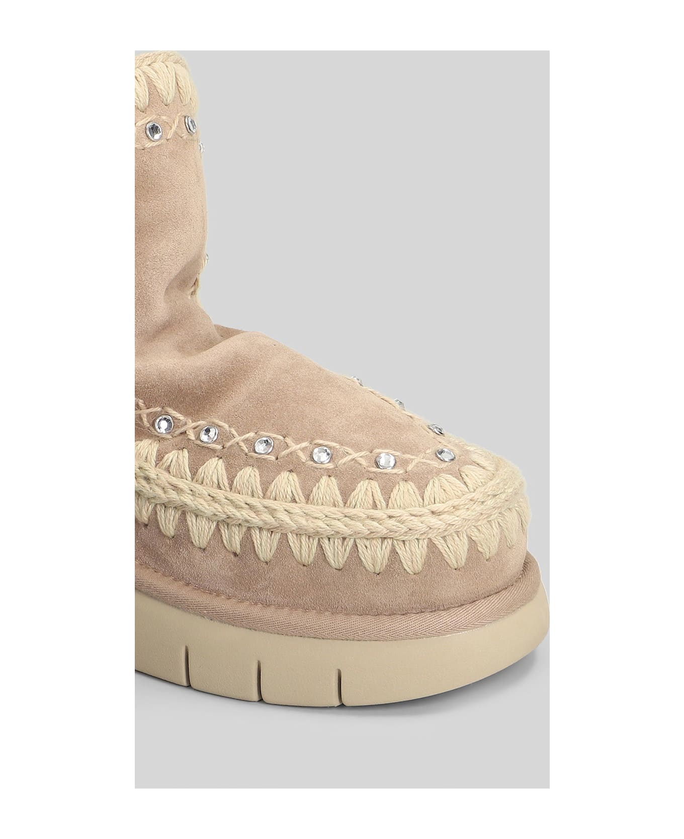 Mou Bounce Boot High Heels Ankle Boots In Camel Suede - Camel