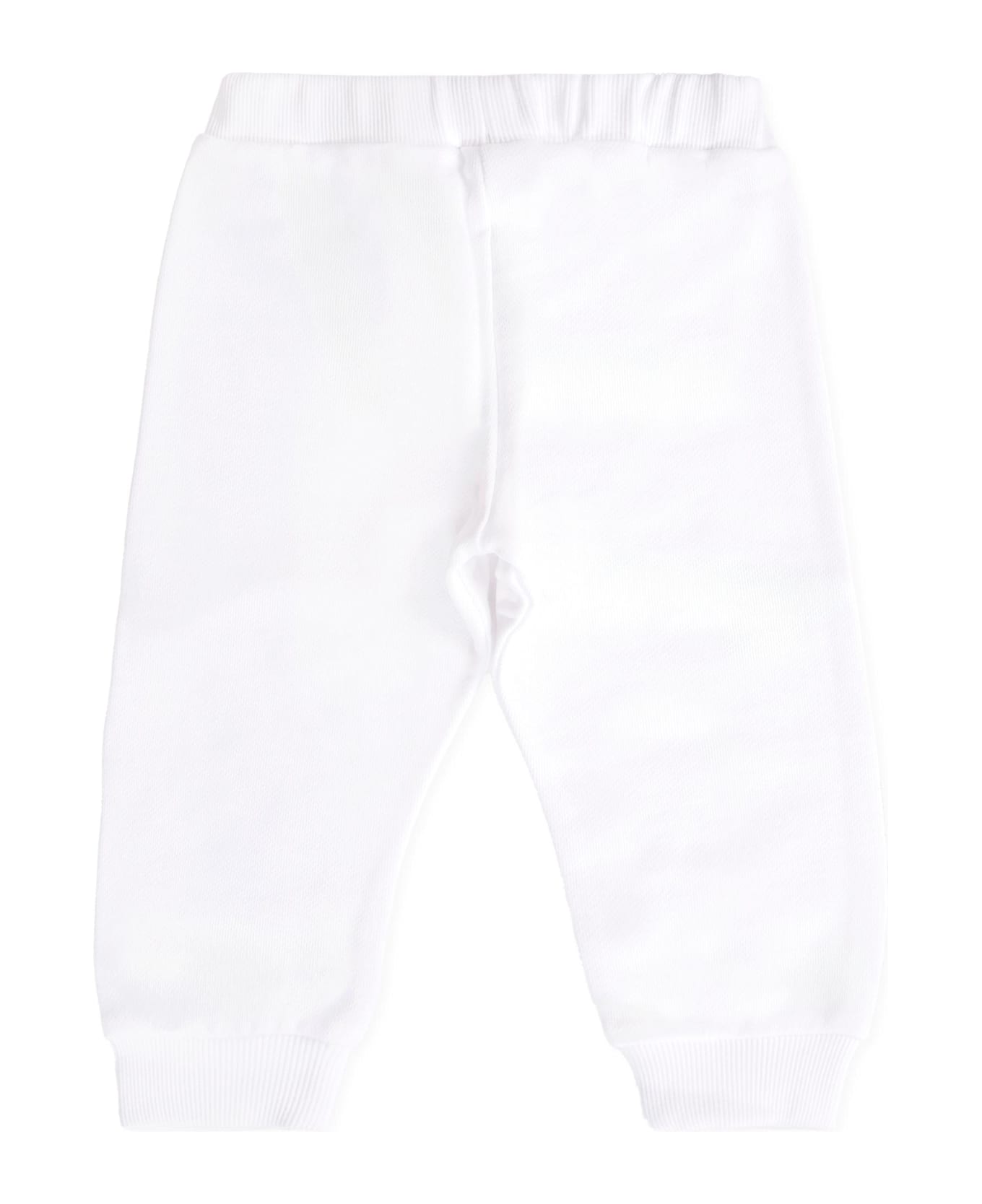 Balmain White Trousers For Babykids With Logo - White