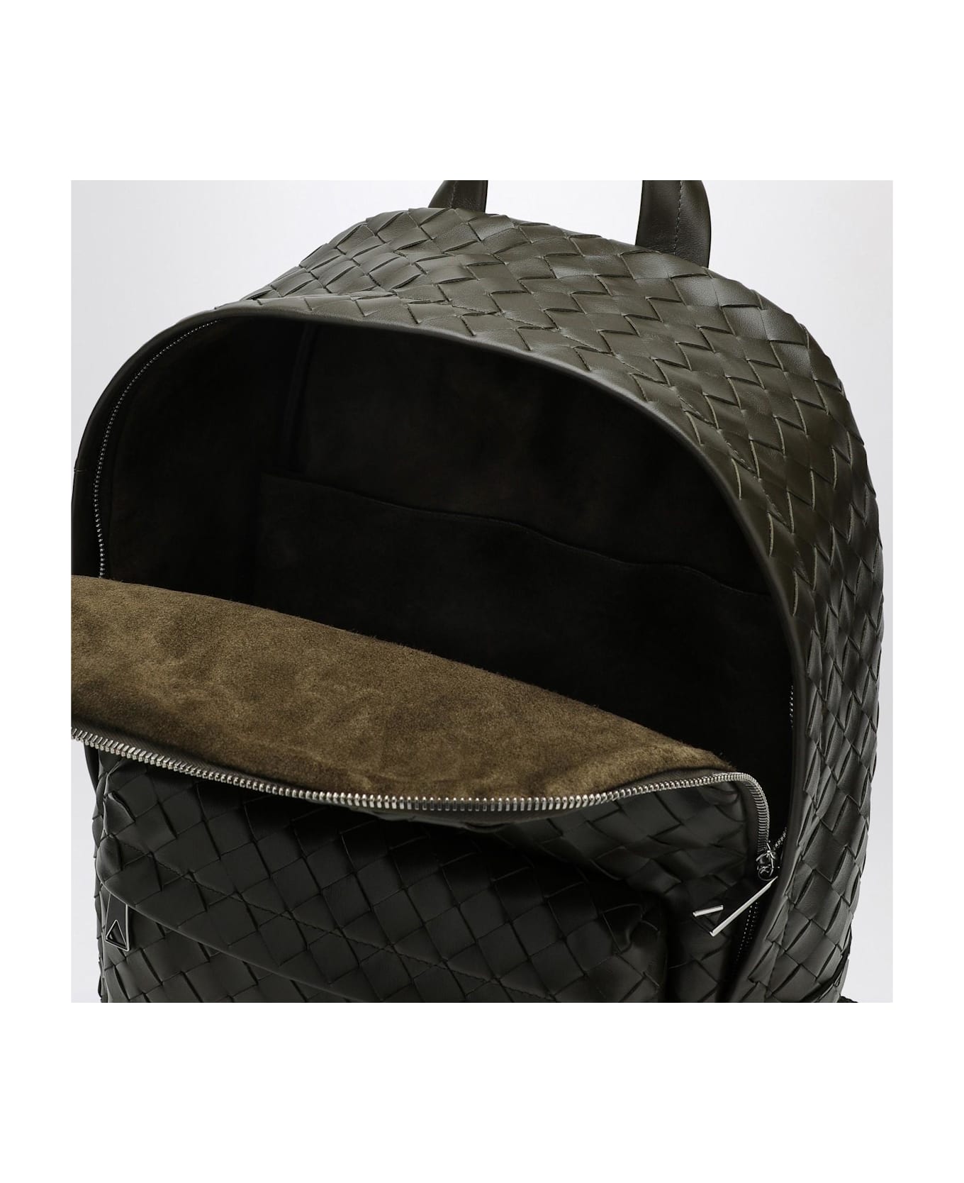 Bottega Veneta Medium Khaki Backpack In Intrecciato - GREEN