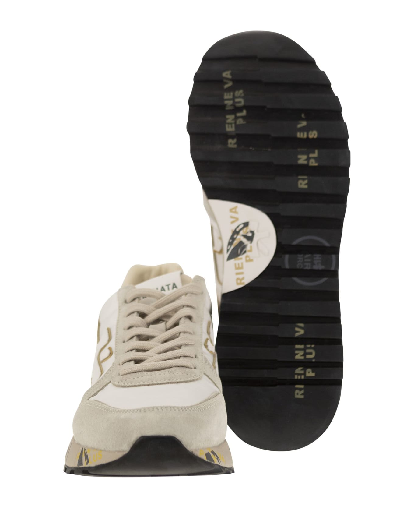 Premiata Mick Suede, Nylon And Leather Sneakers - White/grey