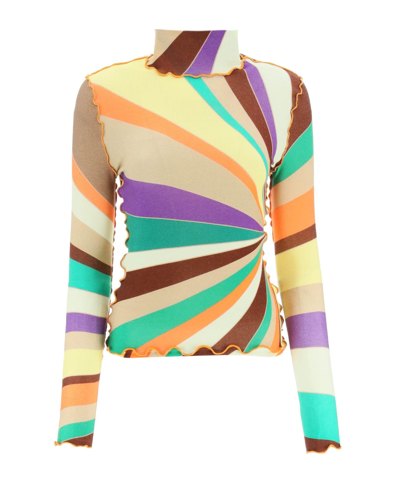 SIEDRES Multicolored Turtleneck Sweater With Gathered Stitching - MULTI