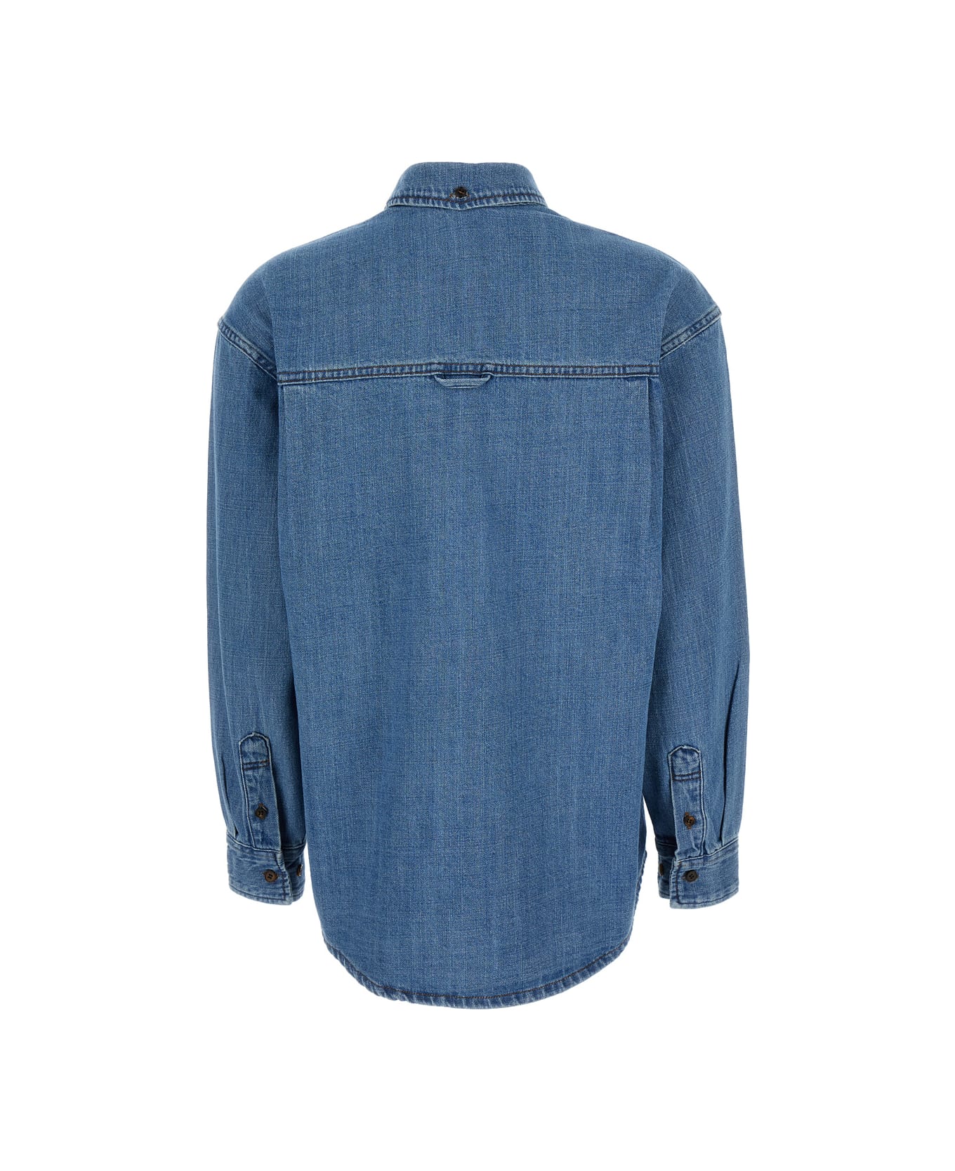 Dunst Blue Denim Shirt With Contrasting Stritching In Cotton Woman - Blu シャツ