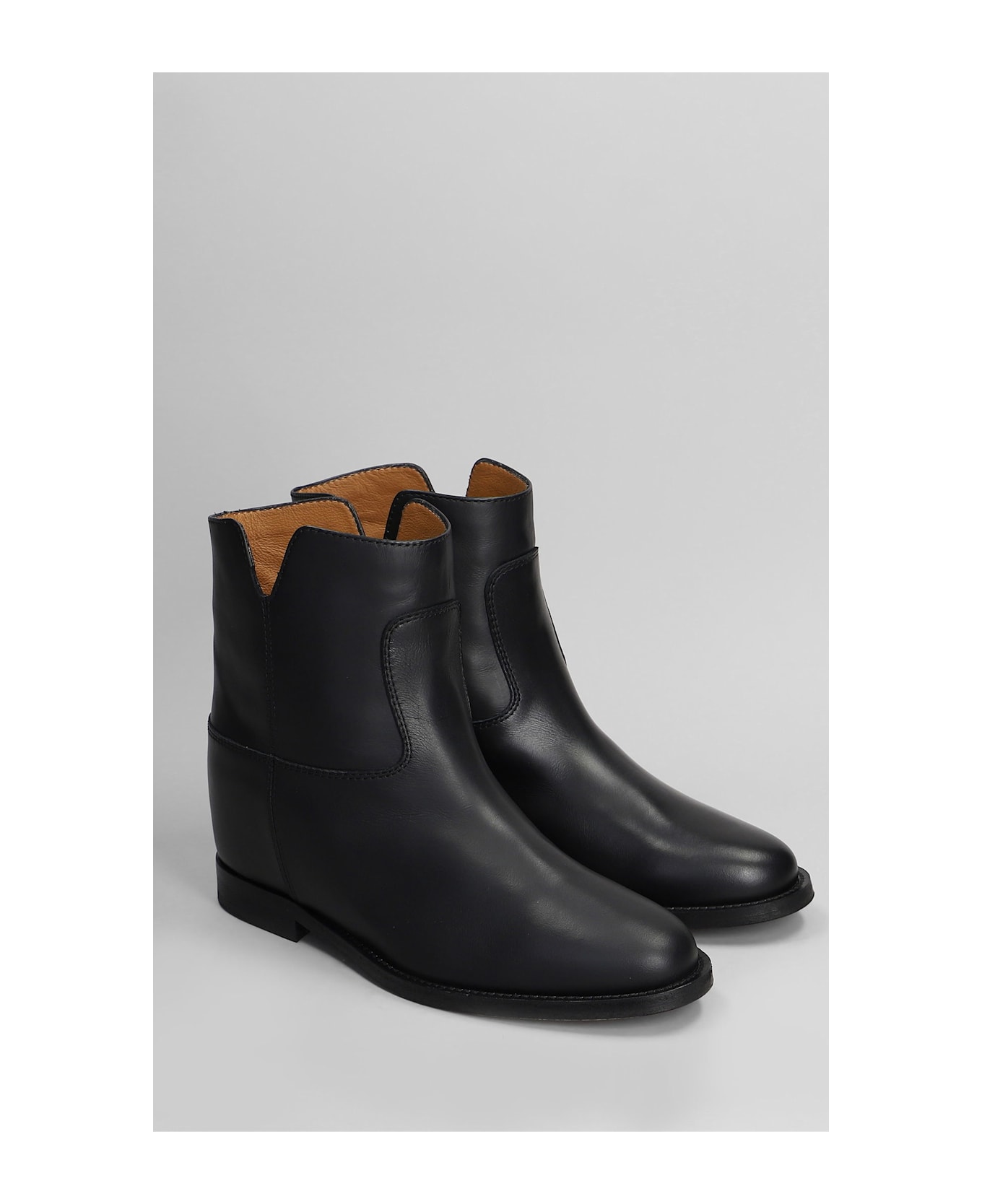 Via Roma 15 Ankle Boots Inside Wedge In Black Leather - black