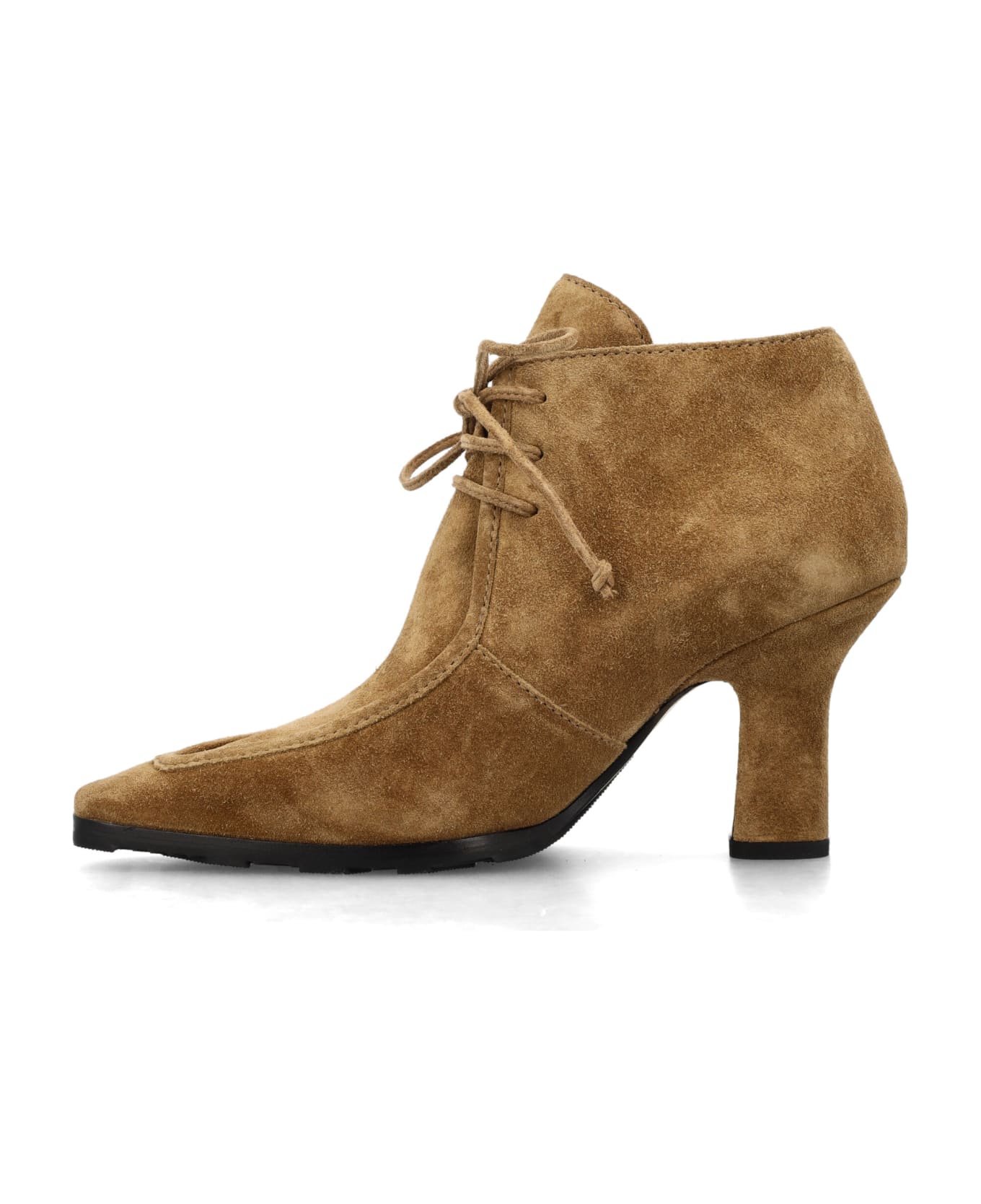 Burberry London Sovereign Suede Lace-up Booties - JUTE