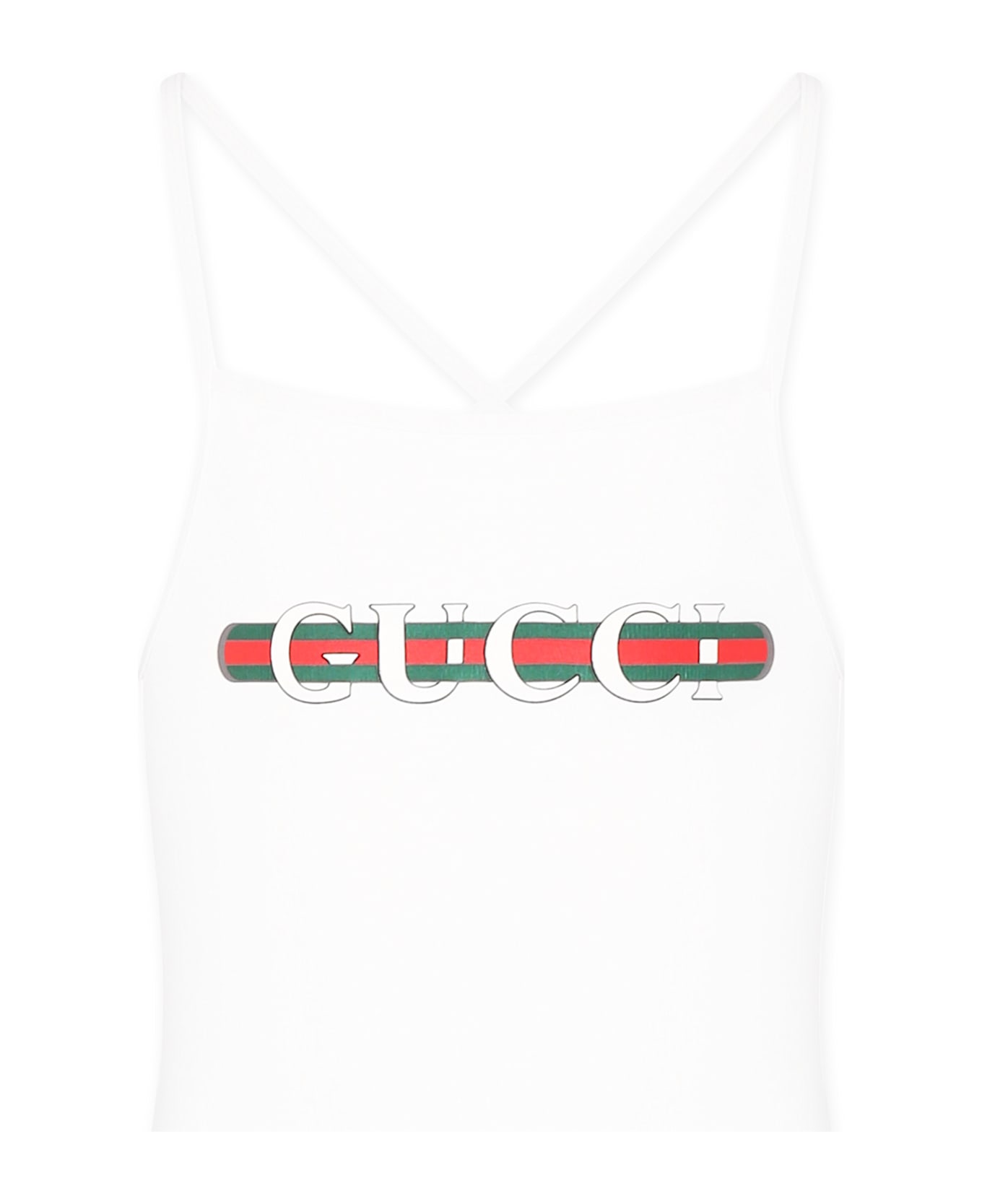 Gucci White One-piece Swimsuit For Girl With Logo - White