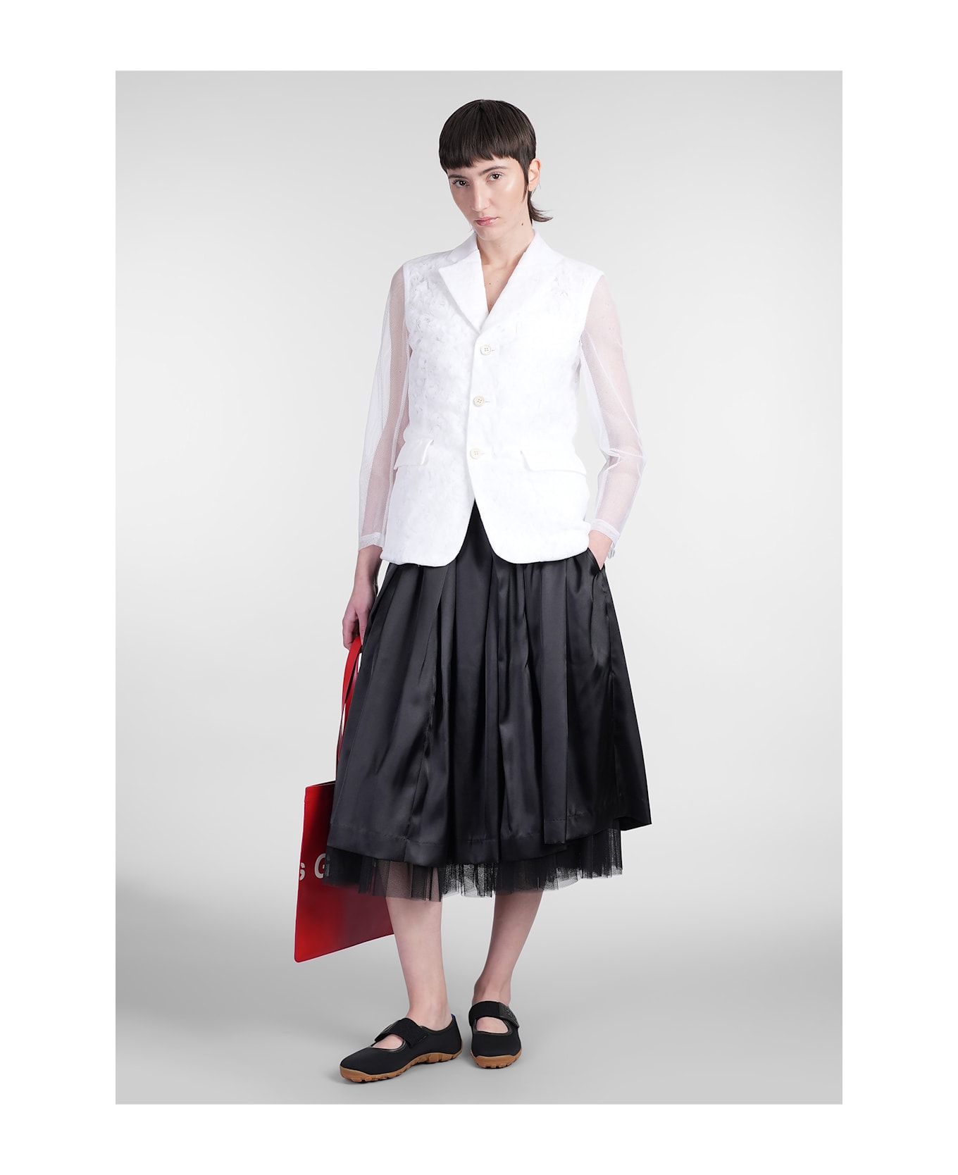 Comme des Garçons Blazer In White Nylon - white