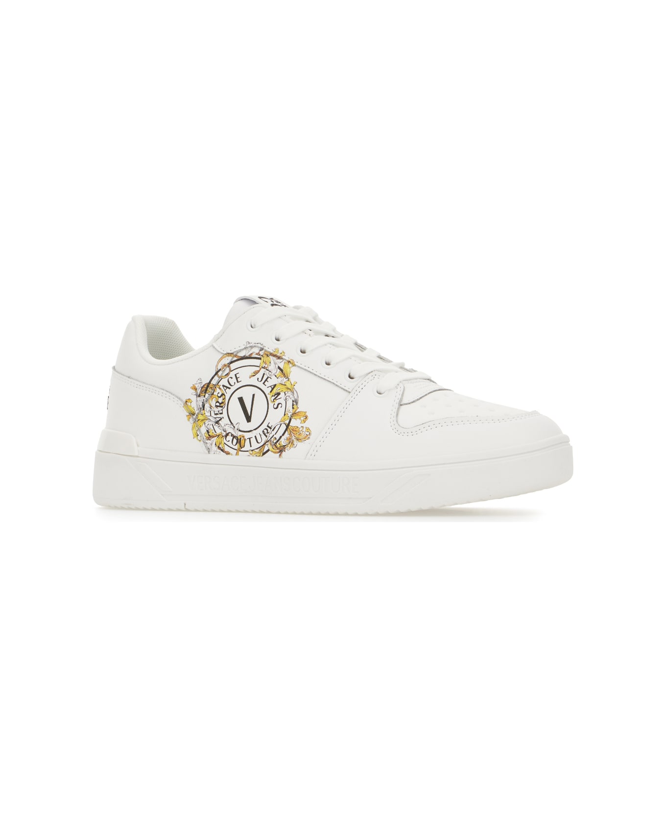 Versace Jeans Couture White Leather And Fabric Sneakers - WHITE