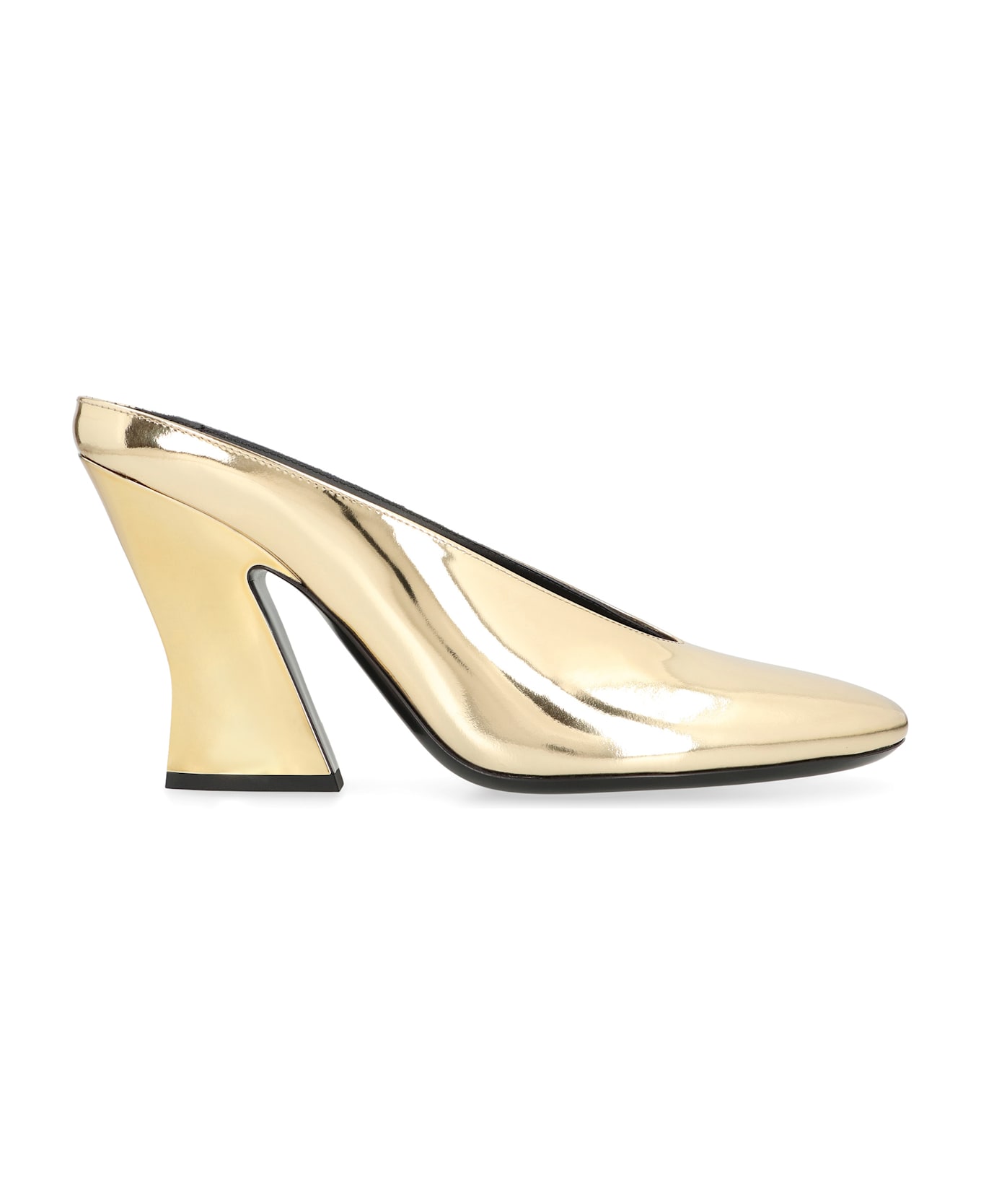 Givenchy Mule With Sculpted Heel In Leather Mirror Effect - Gold