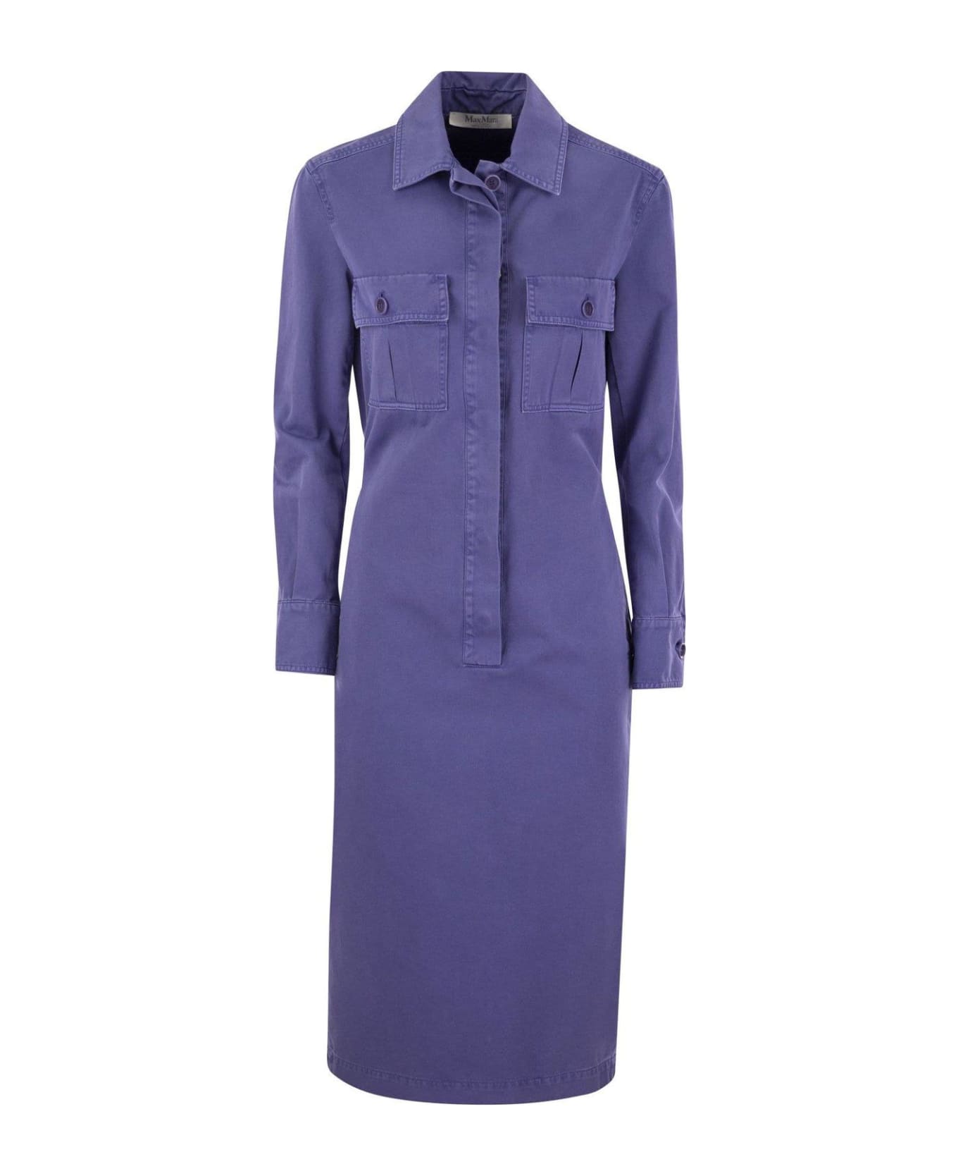 Max Mara Button Detailed Long-sleeved Midi Dress - Purple