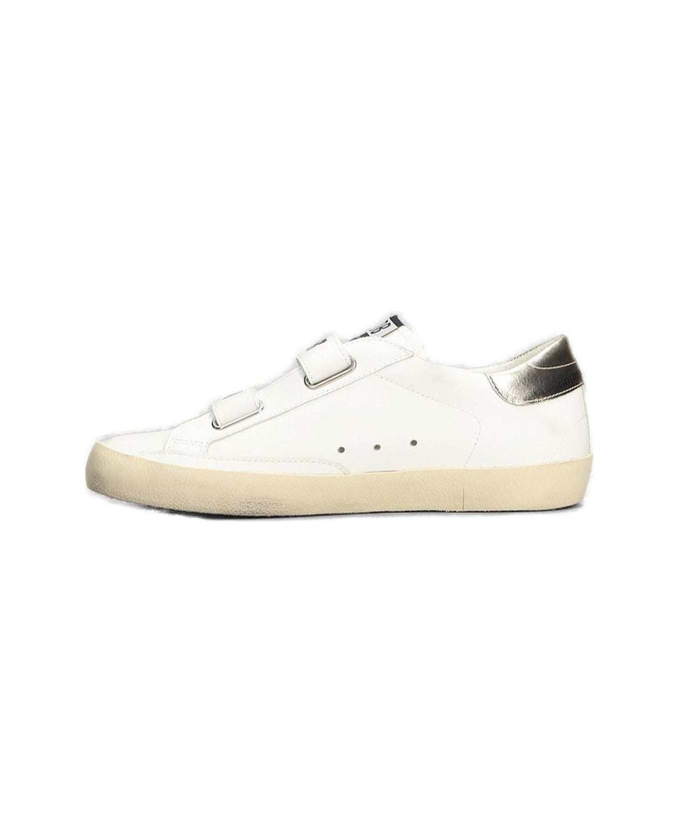 Golden Goose Old School Glitter Embellished Sneakers - White Peach Platinum