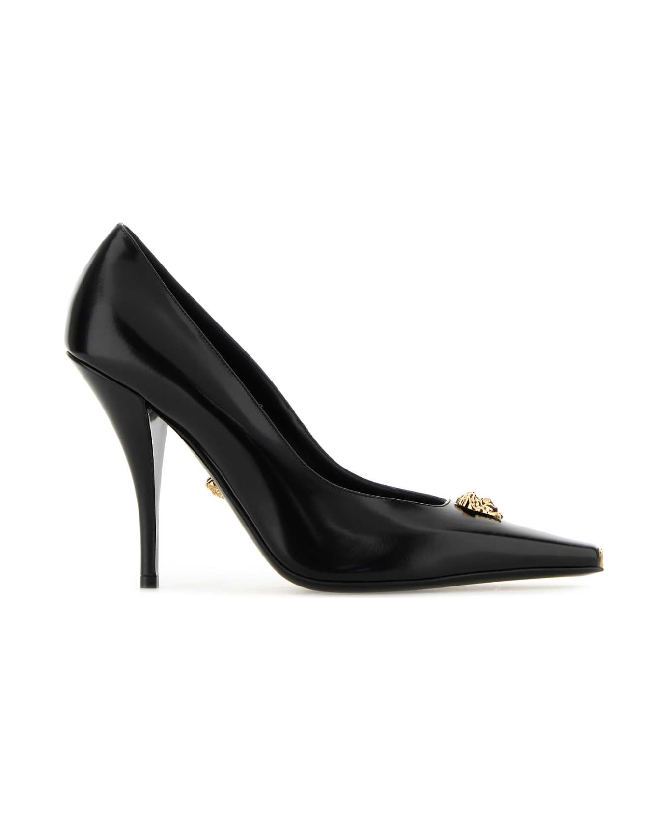 Versace Black Leather Pumps - BLACKVERSACEGOLD