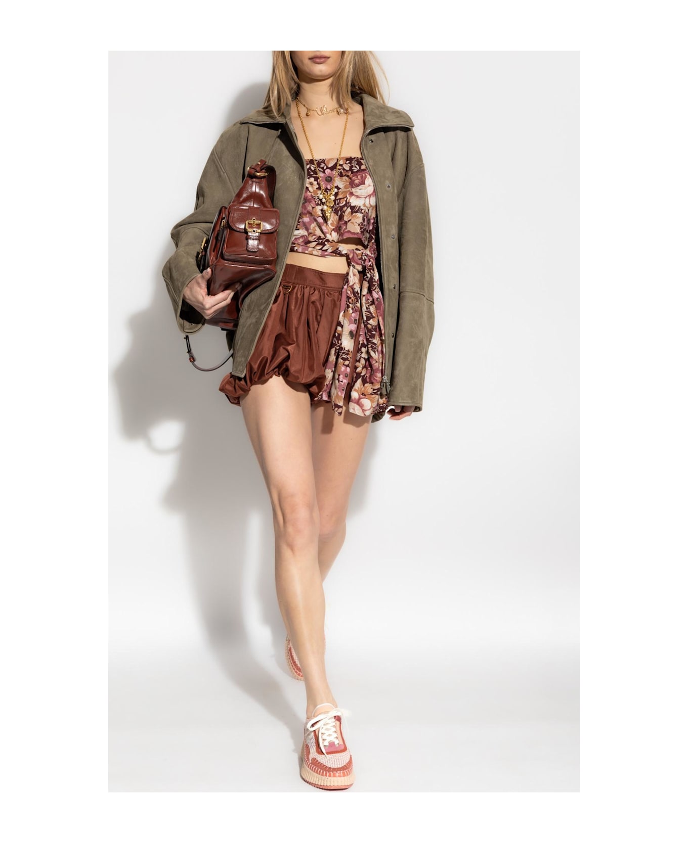 Chloé Silk Shorts - CHESTNUT BROWN
