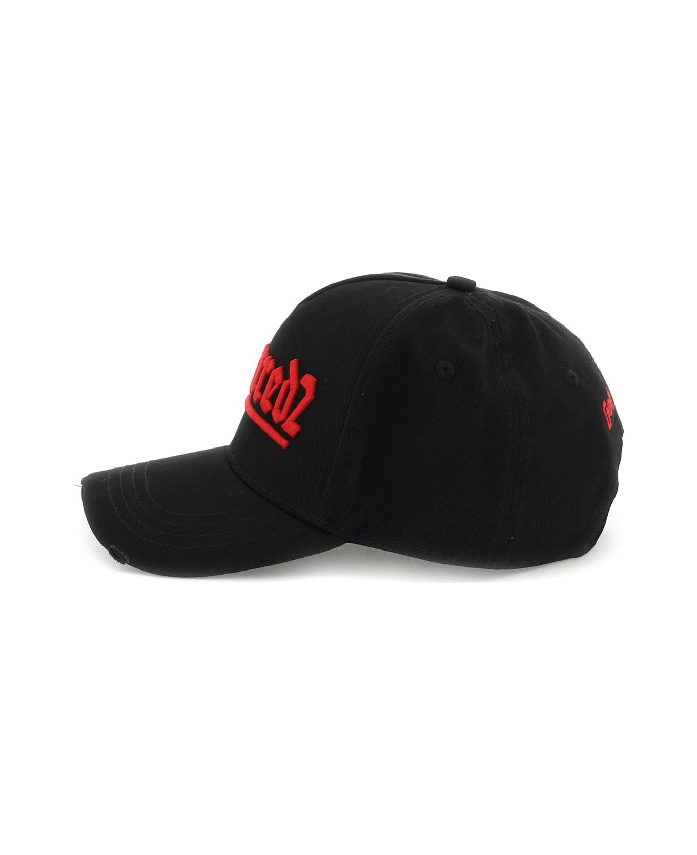 Dsquared2 Logo Embroidered Cap - Black 帽子