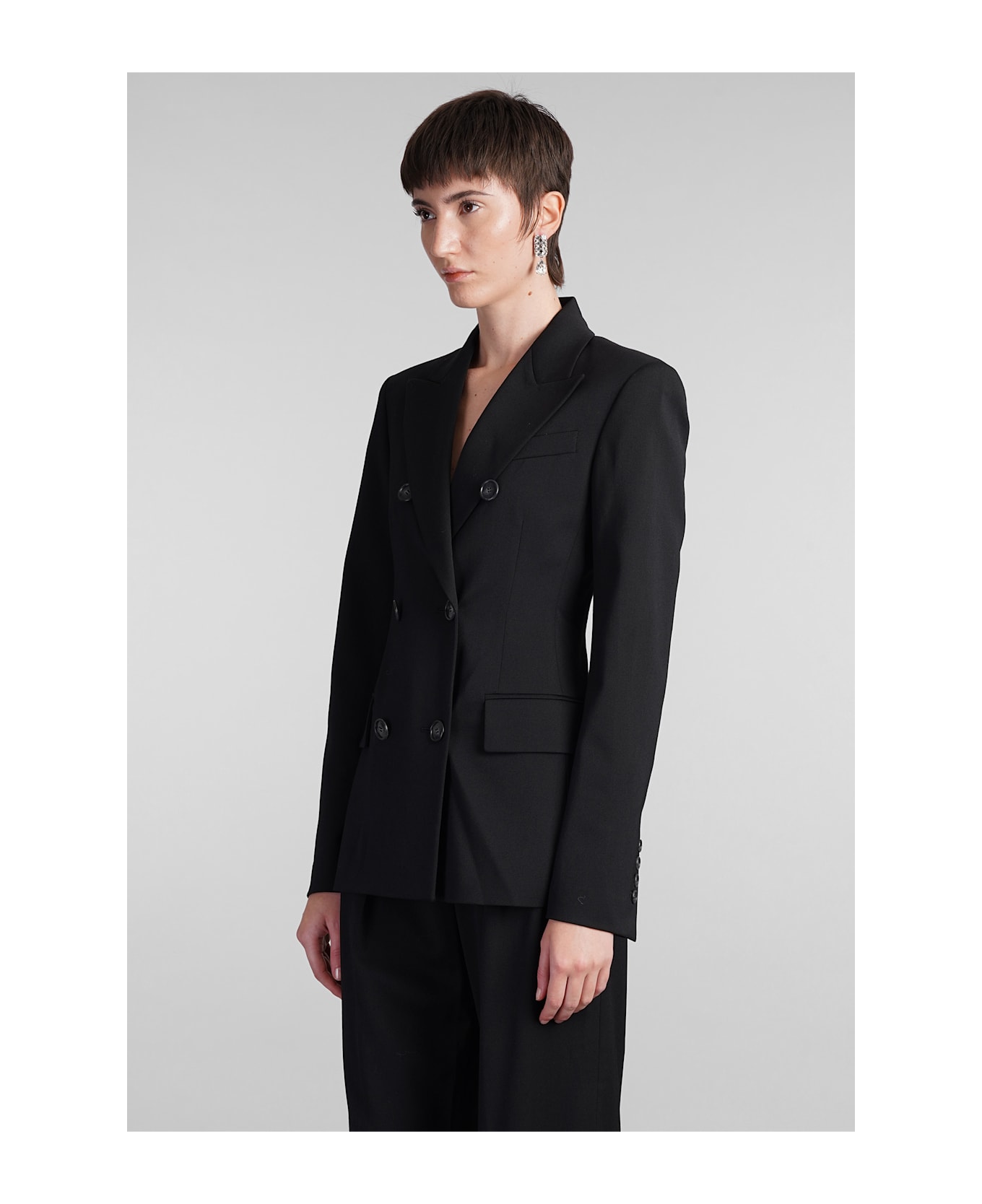 The Andamane Shannon Blazer In Black Polyester - black