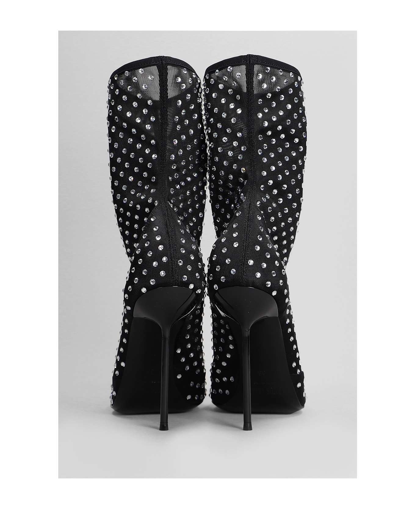 Paris Texas Lidia High Heels Ankle Boots In Black Fabric - black