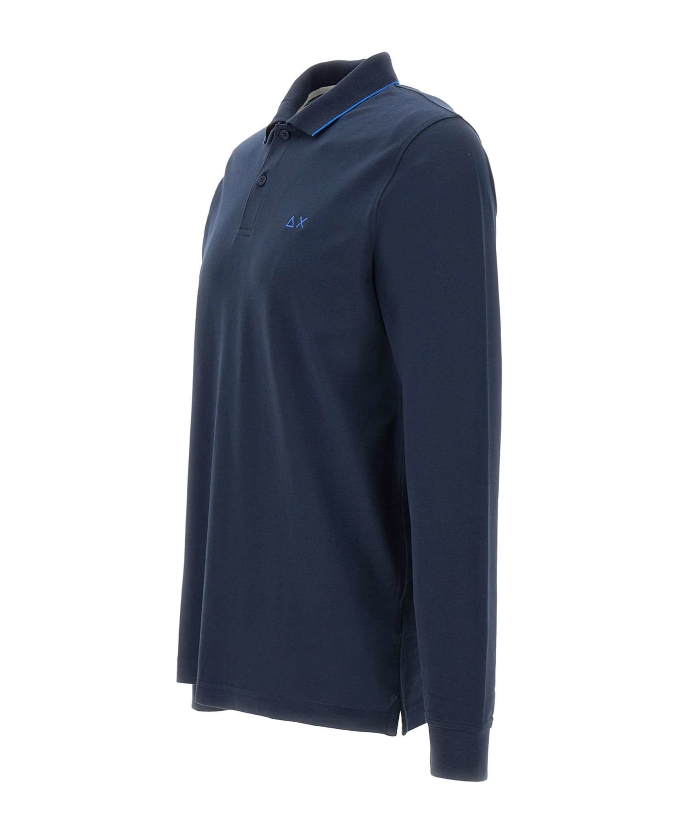Sun 68 "small Stripes" Cotton Polo Shirt - BLUE