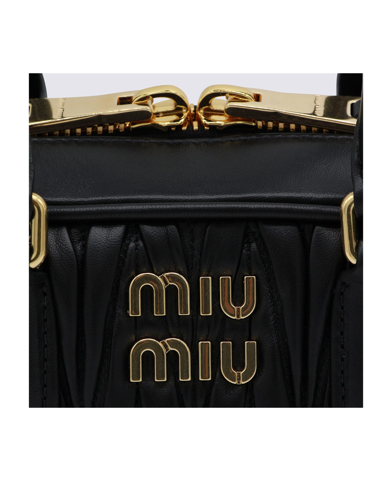 Miu Miu Black Leather Top Handle Bag - Black