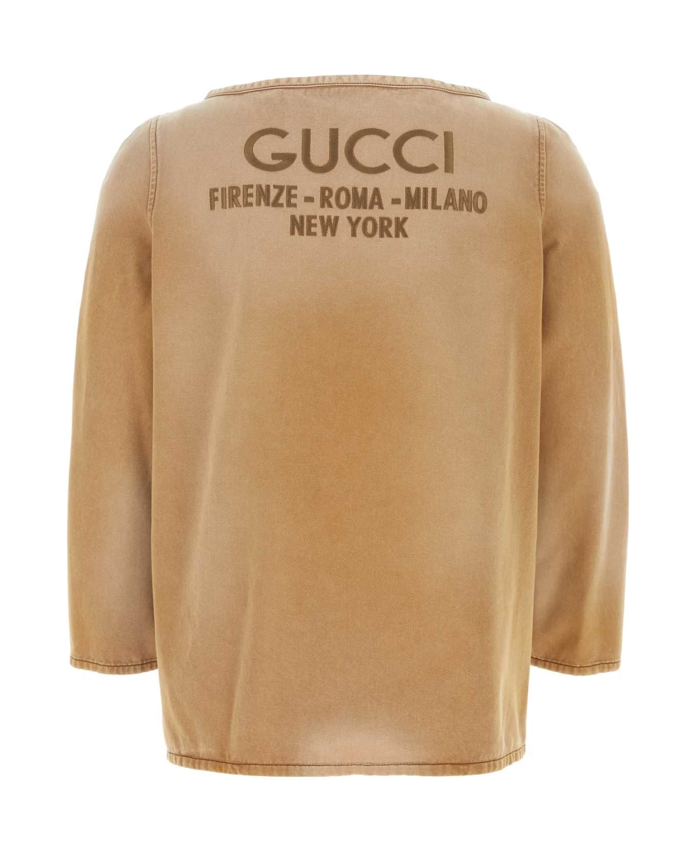 Gucci Beige Cotton Oversize T-shirt - DUSTYBROWN