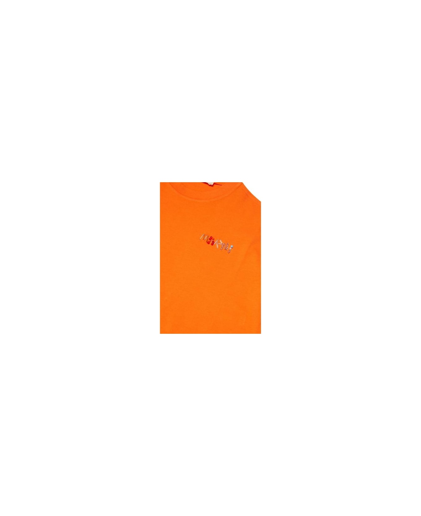 Marni T-shirt Cropped Con Logo - Orange