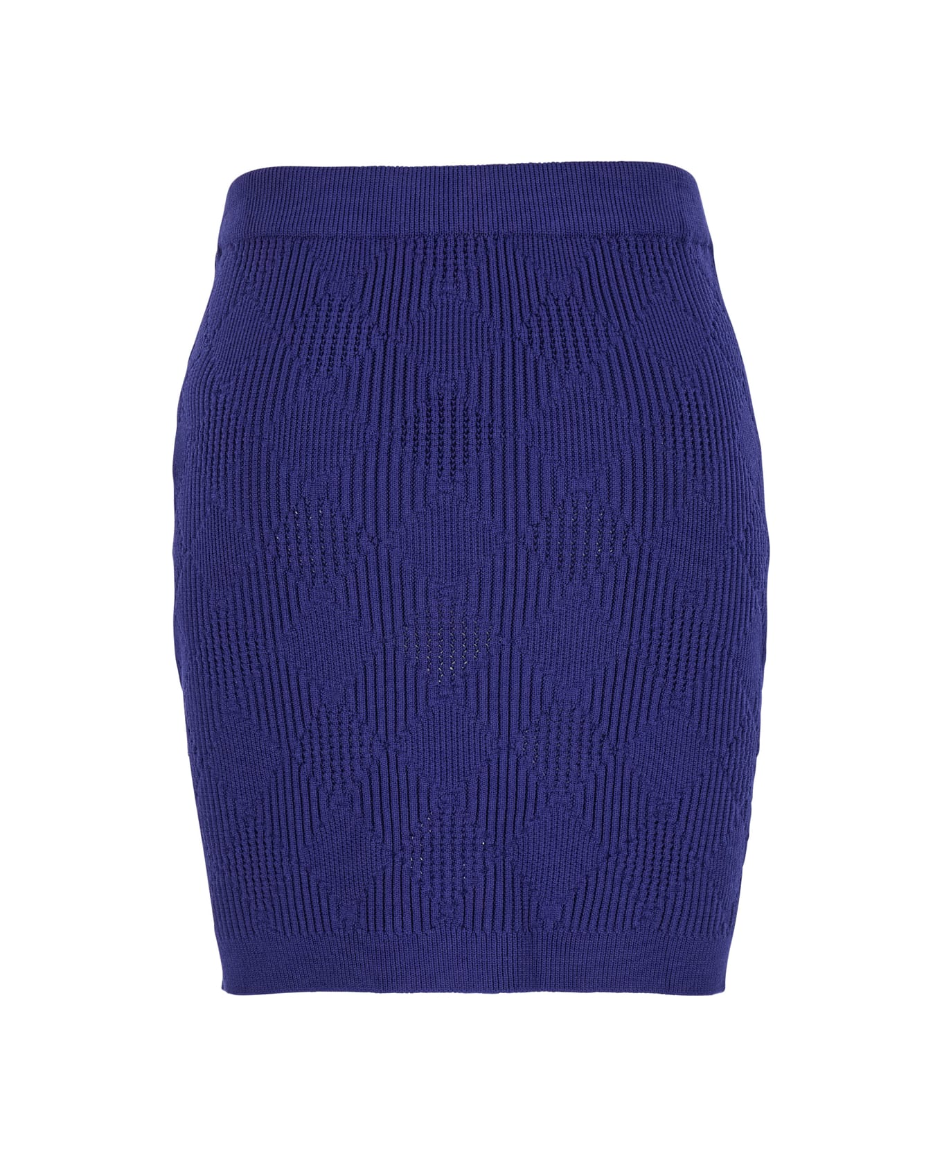 Balmain Blue Mini Skirt With Jewel Buttons In Viscose Blend Woman - Blu