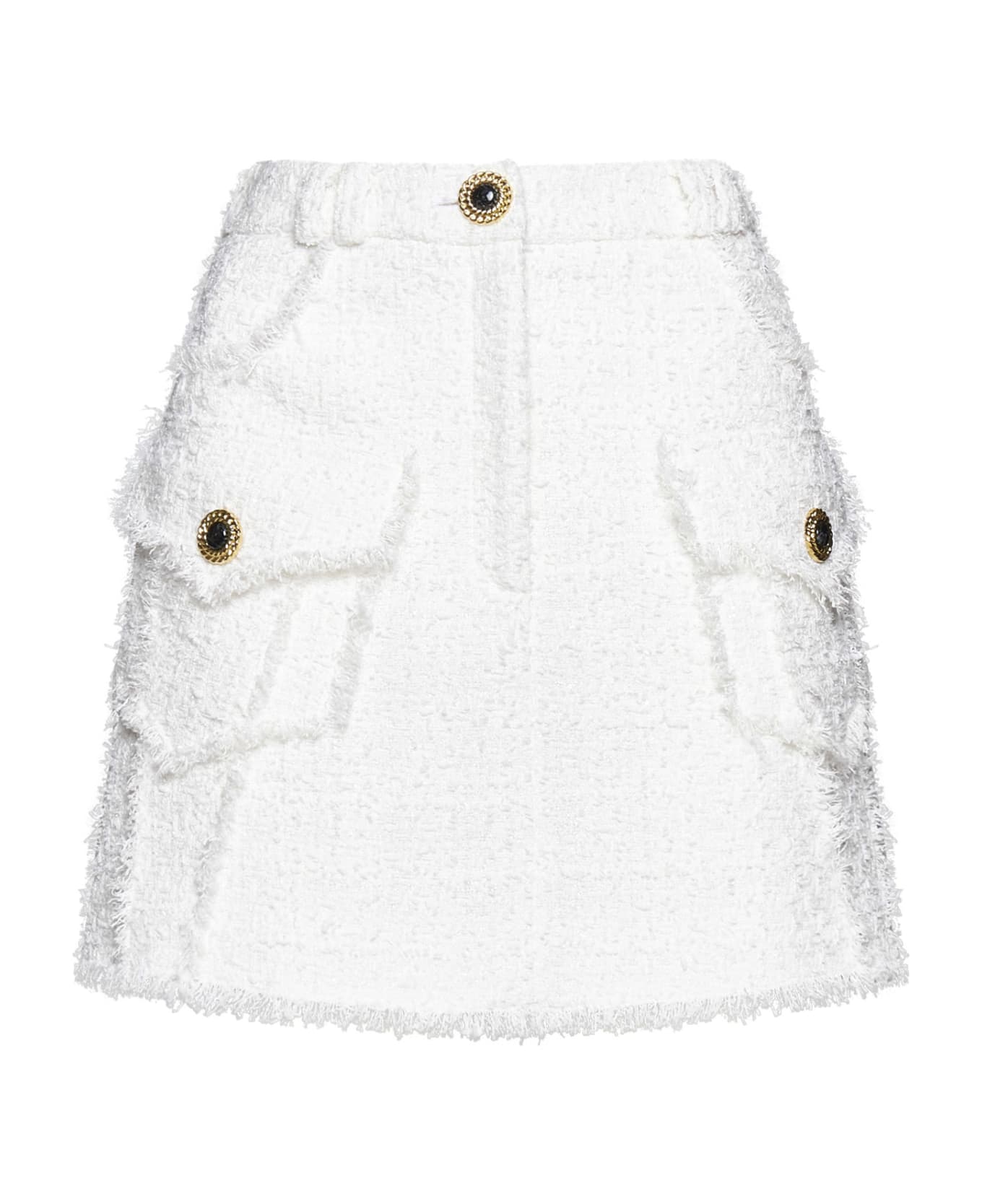 Balmain Tweed Mini Skirt - Fa Blanc