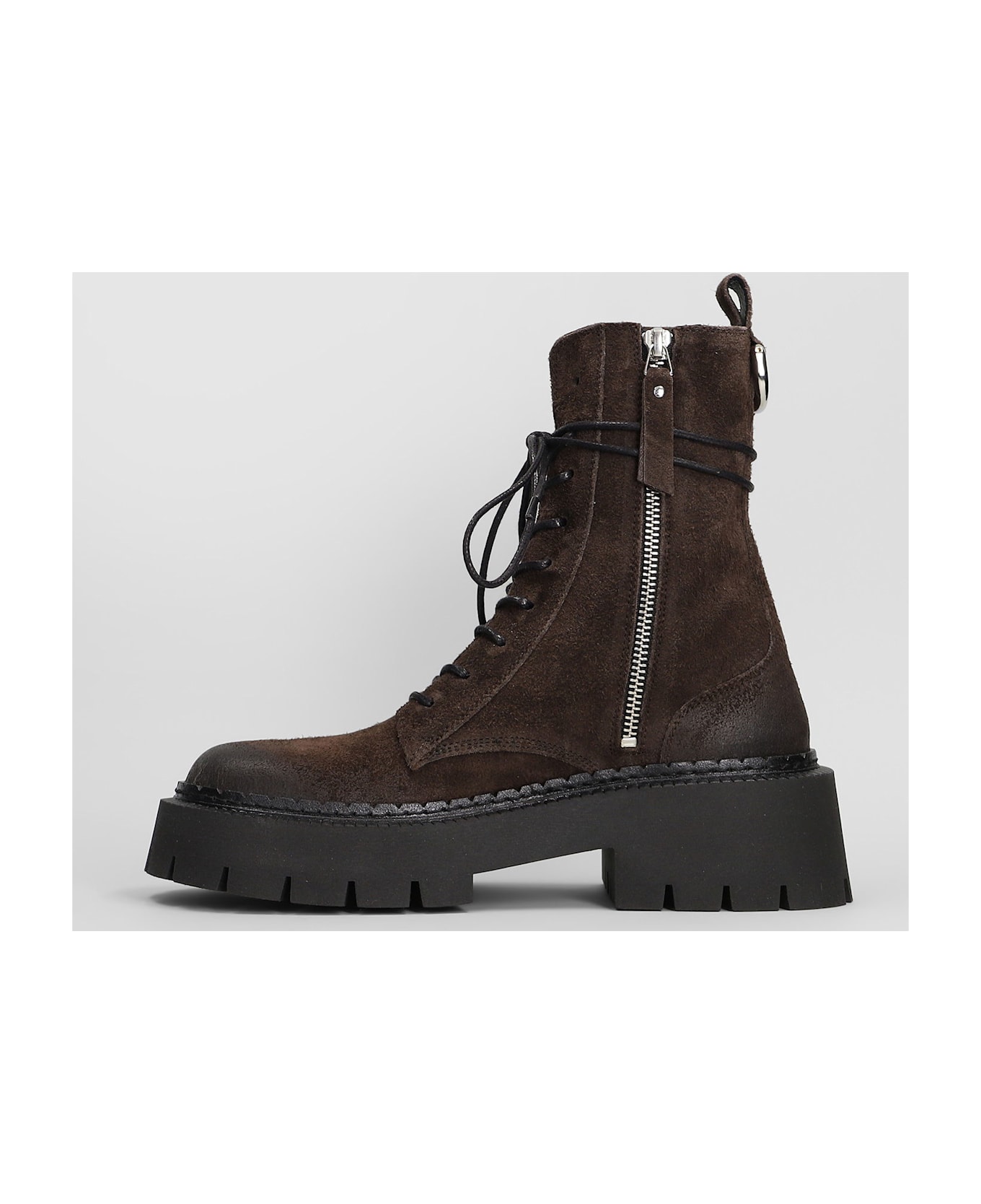 Vic Matié Rust 350 Combat Boots In Brown Suede - brown